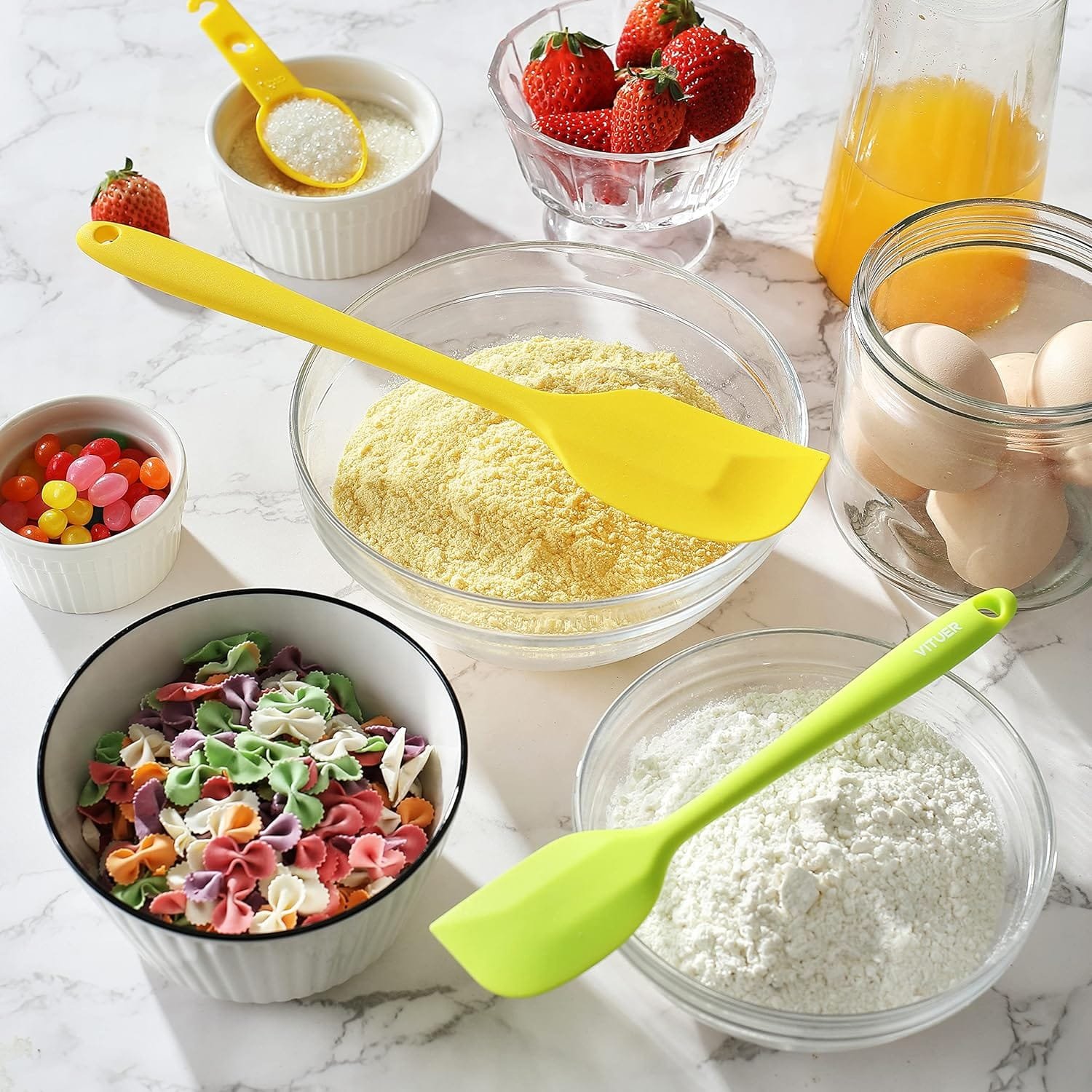 5PCS Silicone Rubber Spatula Set, VITUER Food Grade BPA-Free Spatulas for kitchen Use, Heat Resistant Spatula for Cooking  Baking, Dishwasher Safe 5PCS Silicone Rubber Spatula Set, VITUER Food Grade BPA-Free Spatulas for kitchen Use, Heat Resistant Spatula for Cooking  Baking, Dishwasher Safe