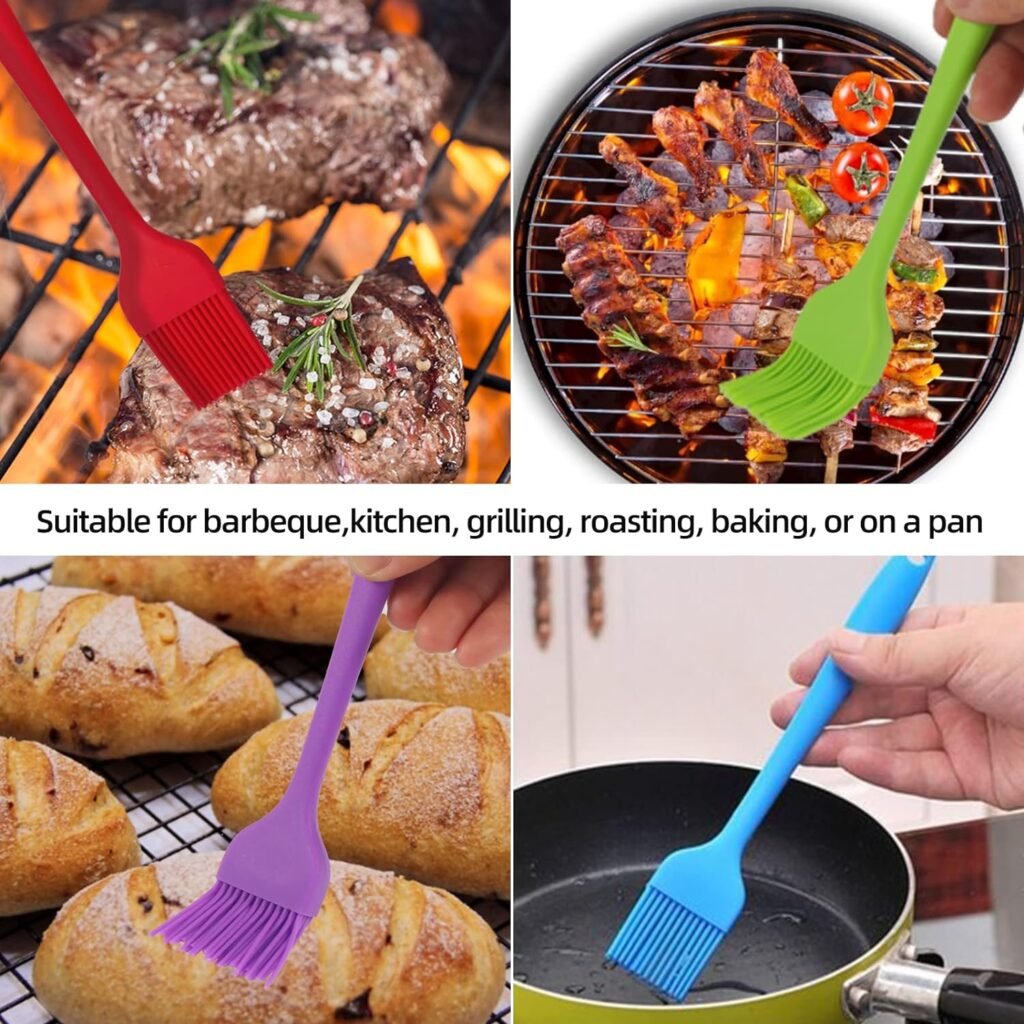 6 PCS CUALORK Silicone Basting Brush, Upgrade Pastry Brush,Heat Resistant Silicone Brushes, Premium Cooking Brush for Sauce Marinade Meat Glazing, Oil Brush for BBQ Kitchen Cooking Baking and Grilling