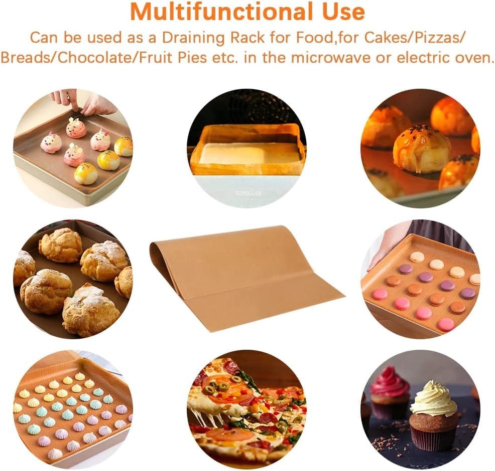 6 Sheets Silicone Baking Mats Non Stick Reusable,Oil Brush,Baking Mat Sheet Baking Tray Liner Set 30 * 40cm,Reusable Professional Quality,Nontoxic CookingMat,Reusable Non Stick Oven Liner