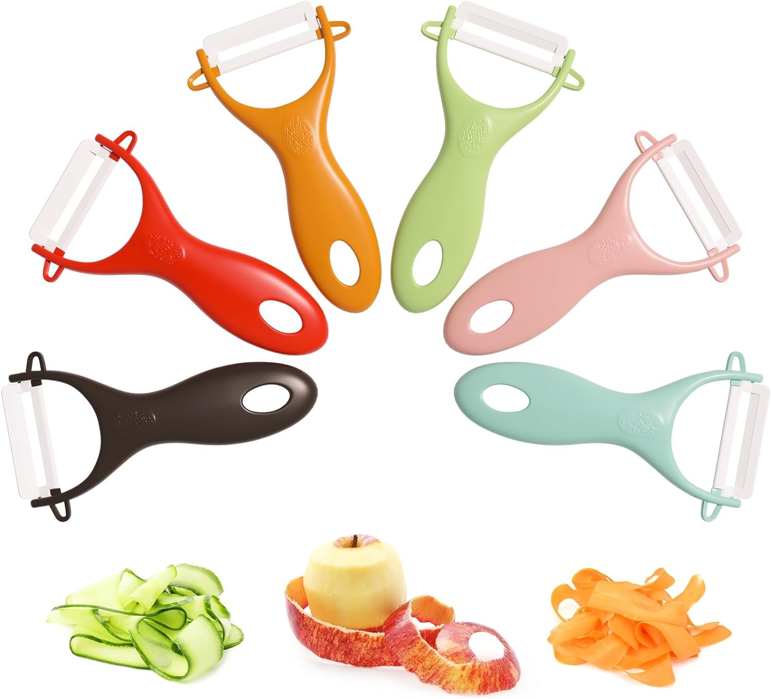 6PCS Vegetable Peeler Set with Sharp Blade,Ceramic Apple Peeler Potatoes  Potato Peeler Veggie Peeler Fruit Peeler Carrot Y Peeler Utral Fast Peeling without Rust for Kitchen