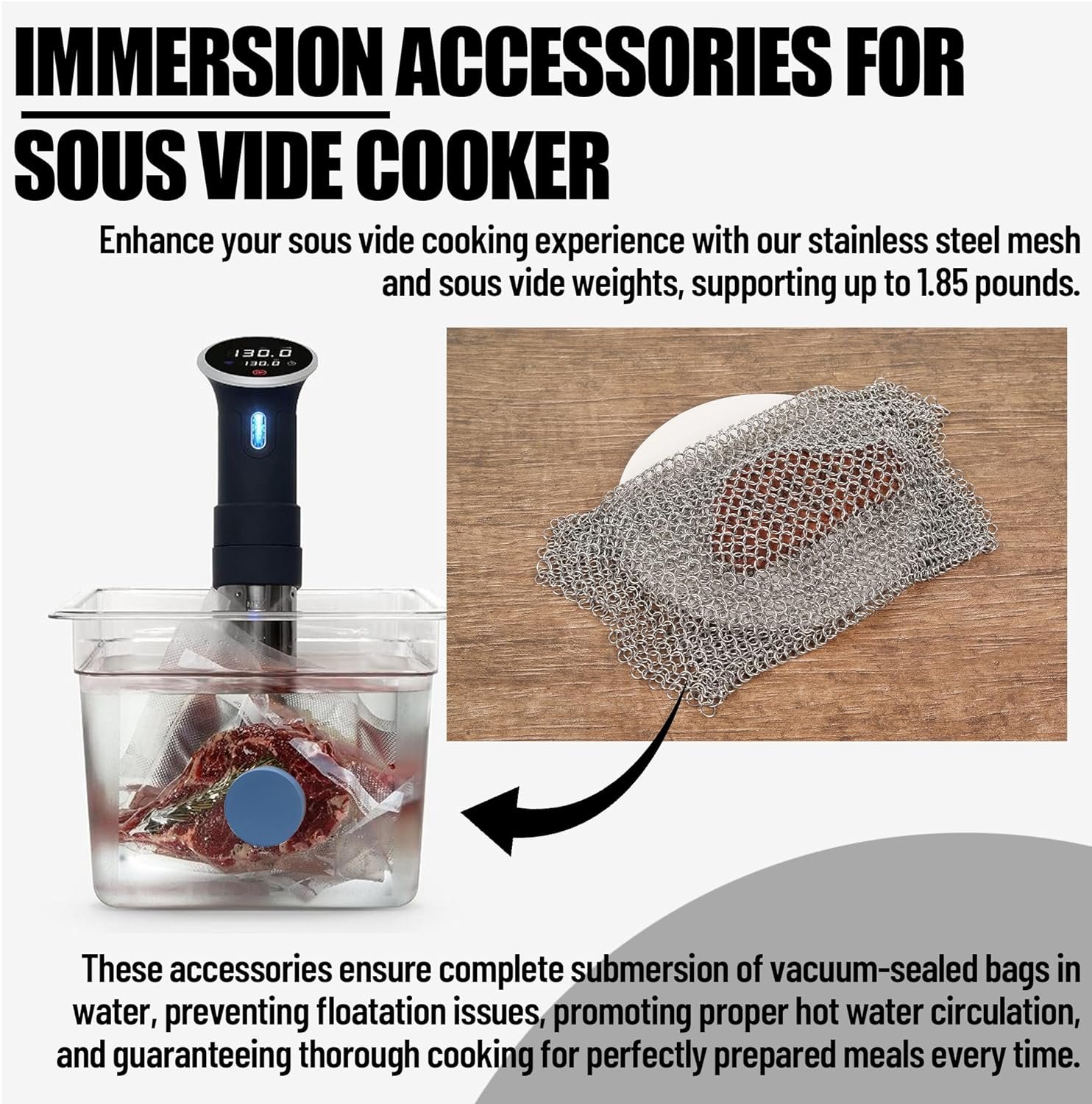 (8-Pack) Sous Vide Magnetical Weights Works on All Sous Vide Machines, Silicone-Coated Sous Vide Magnets