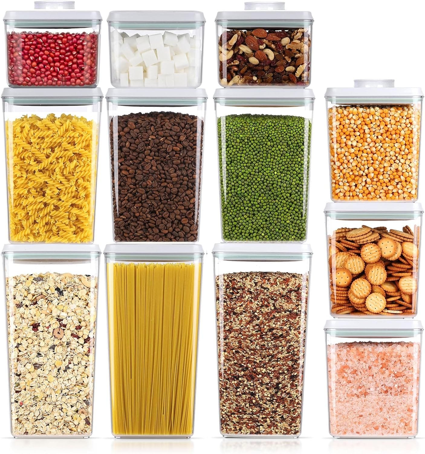 8 Pcs Pop Container Set, Airtight Food Storage Containers with Lids for Kitchen Pantry Organization and Storage, 3.4Qt, 2.8Qt, 2.1Qt, 1.2Qt