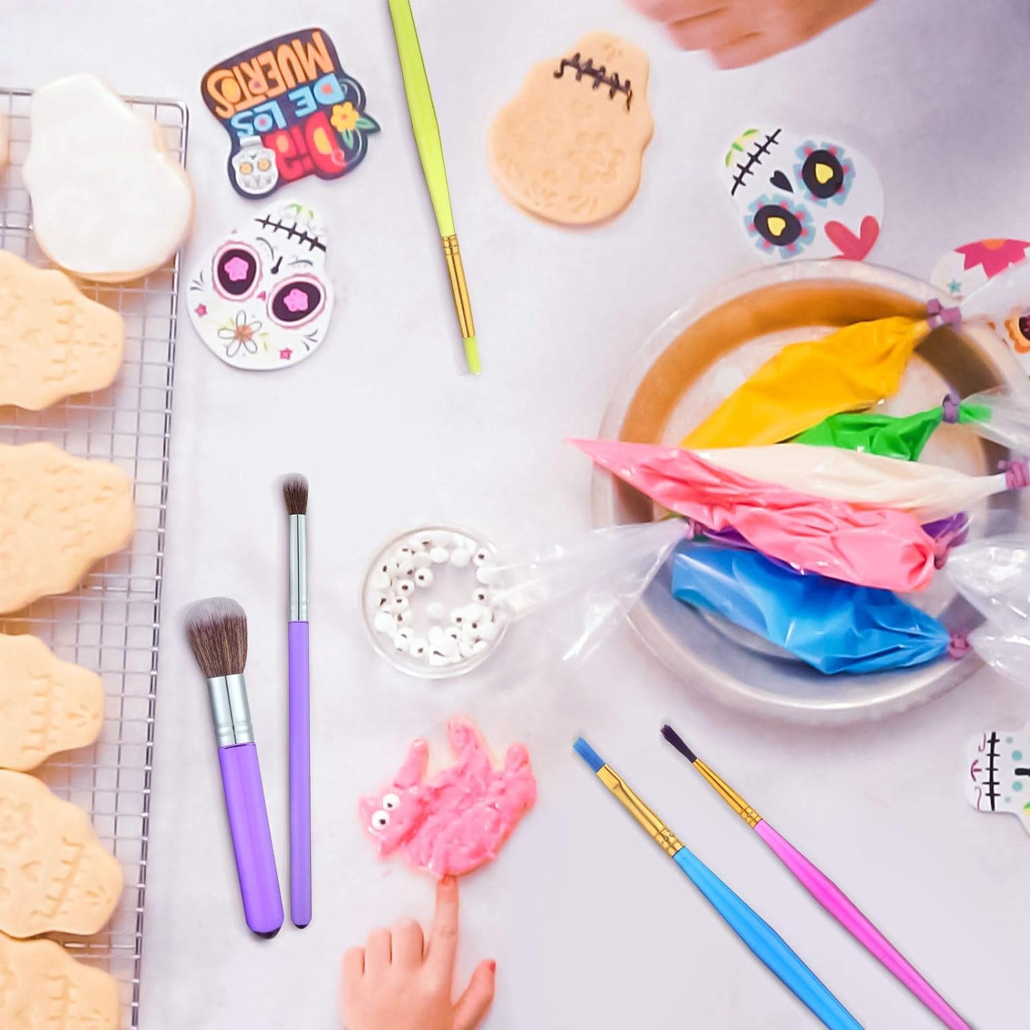 8 Pieces Cake Decorating Brushes Tools Set Cookie Decoration Brushes Fondant Gum Paste Decorating Tools Cake Cookie Brushes for DIY Cake Sugar Cookie Fondant Decoration Supplies