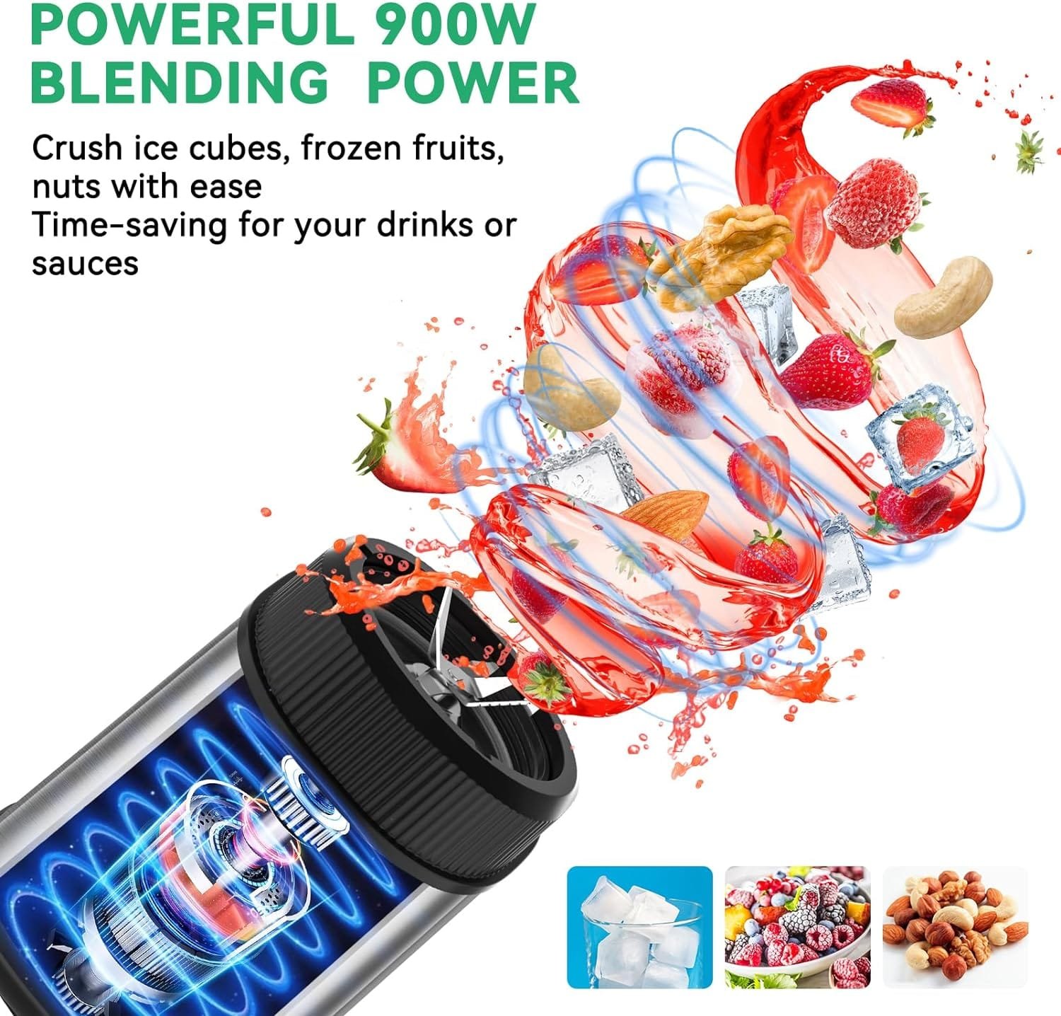900W Smoothie Blender, Abuler Personal Blender for Shakes and Smoothies, 13 Pieces with 20 OZ *2 To-Go Cups, Portable Blenders for Kitchen Smoothie Ice Protein Frozen Juices Drink, Spices, BPA Free 900W Smoothie Blender, Abuler Personal Blender for Shakes and Smoothies, 13 Pieces with 20 OZ *2 To-Go Cups, Portable Blenders for Kitchen Smoothie Ice Protein Frozen Juices Drink, Spices, BPA Free