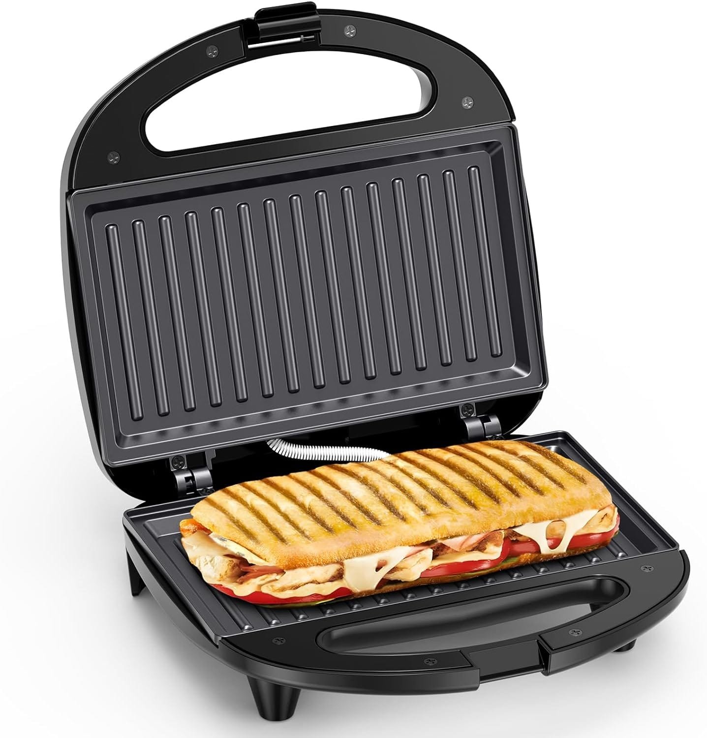 ABS07 Sandwich Maker, 2 Slice Grilled Cheese Maker with Non-stick Grill Plates, Indicator Lights, Cool Touch Handle, Easy to Clean and Store, 750 W ABS07 Sandwich Maker, 2 Slice Grilled Cheese Maker with Non-stick Grill Plates, Indicator Lights, Cool Touch Handle, Easy to Clean and Store, 750 W