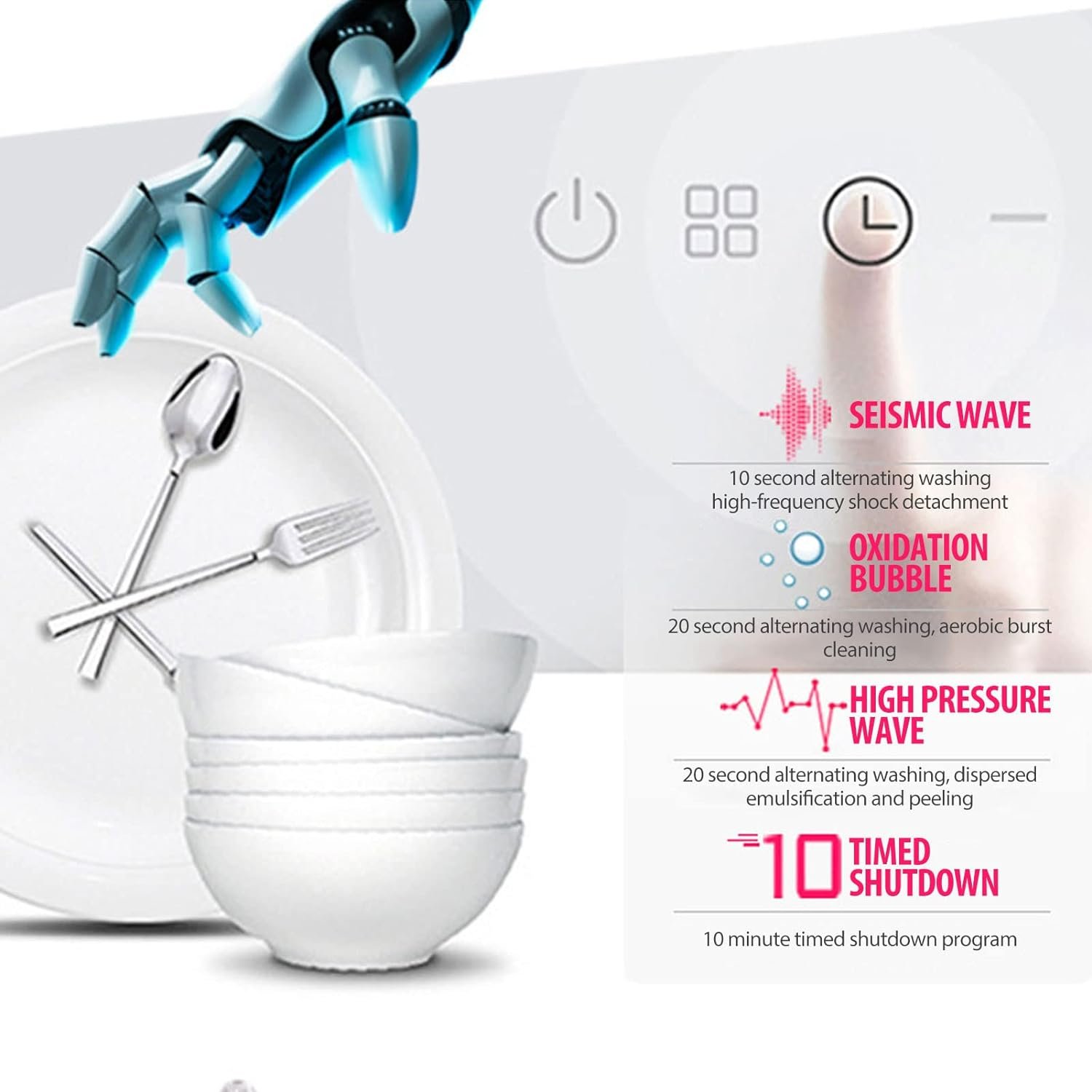 Acouto Mini Dishwasher, USB Charging Bubble Fruit Vegetable Dish Washer Built in Battery for Household Dorms Apartments