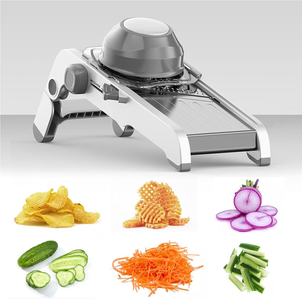 Adjustable Mandoline Slicer - Effortlessly Slice, Shred  Grate - Versatile Stainless Steel Kitchen Tool - Safe  Durable - Perfect for Fruits, Vegetables  More(Gray)