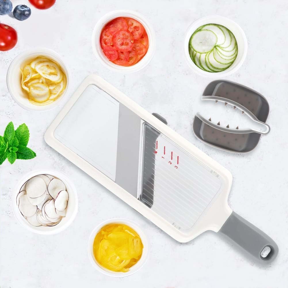 Adjustable Mandoline Slicer,Mandoline Slicer for Kitchen, Handheld Mandoline Slicer with Food Holder,Potato Slicer,Stainless Steel Vegetable chopper,Slicer Vegetable Cutter(Gray) Adjustable Mandoline Slicer,Mandoline Slicer for Kitchen, Handheld Mandoline Slicer with Food Holder,Potato Slicer,Stainless Steel Vegetable chopper,Slicer Vegetable Cutter(Gray)