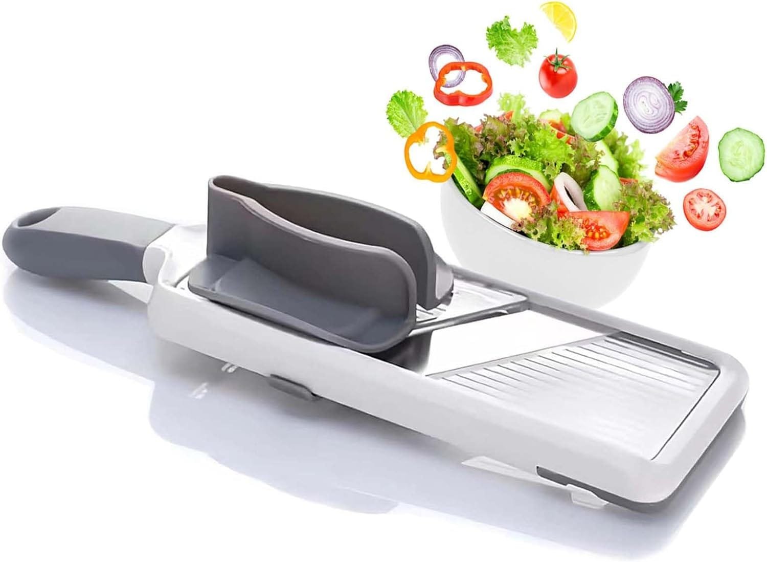 Adjustable Mandoline Slicer,Mandoline Slicer for Kitchen, Handheld Mandoline Slicer with Food Holder,Potato Slicer,Stainless Steel Vegetable chopper,Slicer Vegetable Cutter(Gray) Adjustable Mandoline Slicer,Mandoline Slicer for Kitchen, Handheld Mandoline Slicer with Food Holder,Potato Slicer,Stainless Steel Vegetable chopper,Slicer Vegetable Cutter(Gray)
