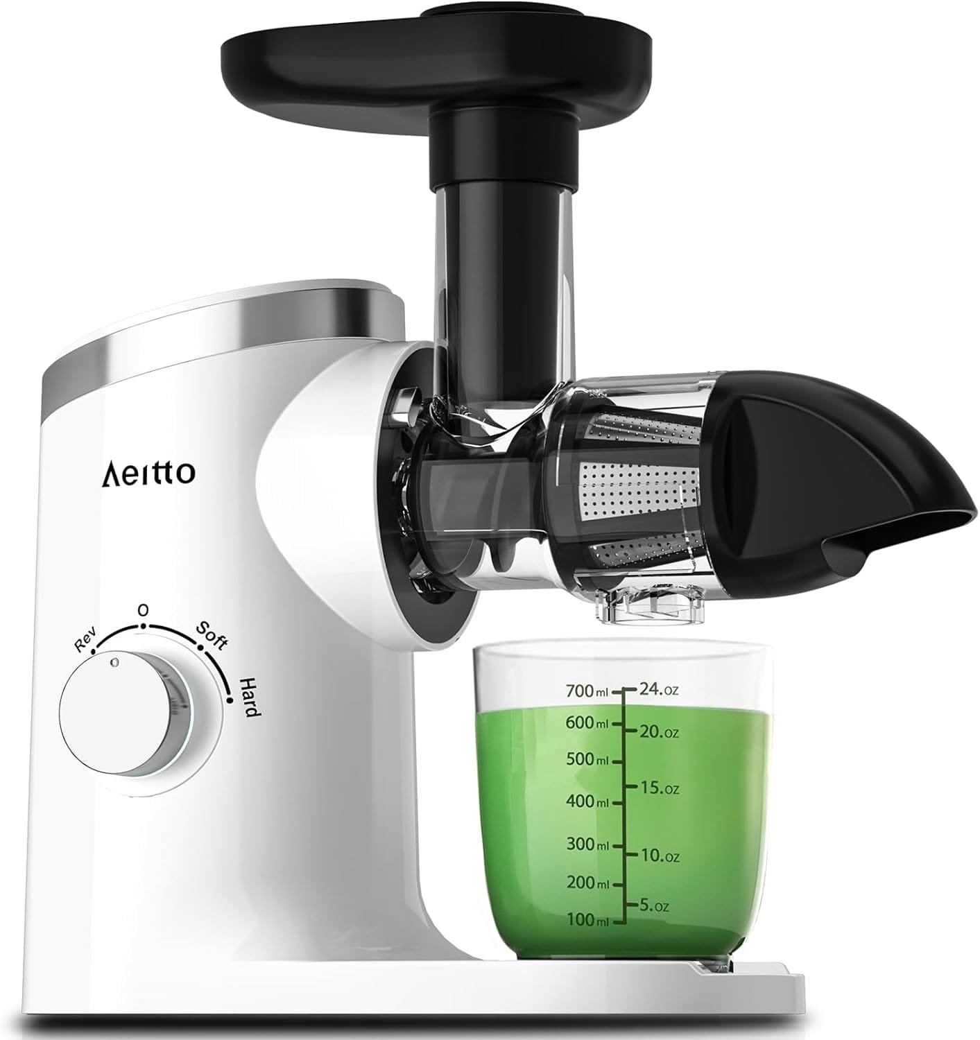 Aeitto Juicer Machines, Quiet Motor Juicer, Cold Press Juicer, Masticating Juicer, Celery Juicers, with Triple Modes,Reverse Function,Easy to Clean with Brush, Recipe for Vegetables And Fruits, Black