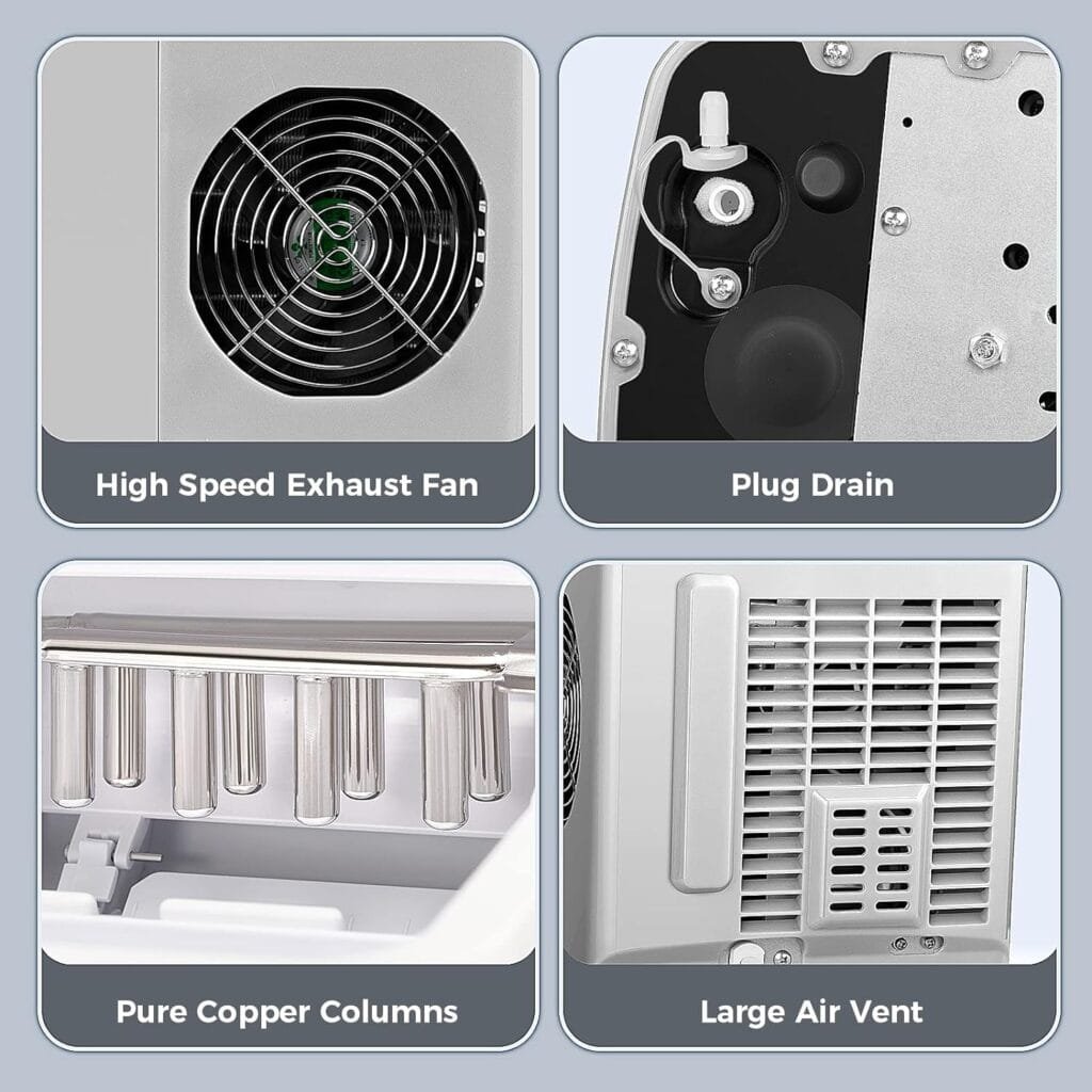 AGLUCKY Ice Makers Countertop with Self-Cleaning, 26.5lbs/24hrs, 9 Cubes Ready in 6~8Mins, Portable Ice Machine with 2 Sizes Bullet Ice/Ice Scoop/Basket for Home/Kitchen/Office/Bar/Party, Black