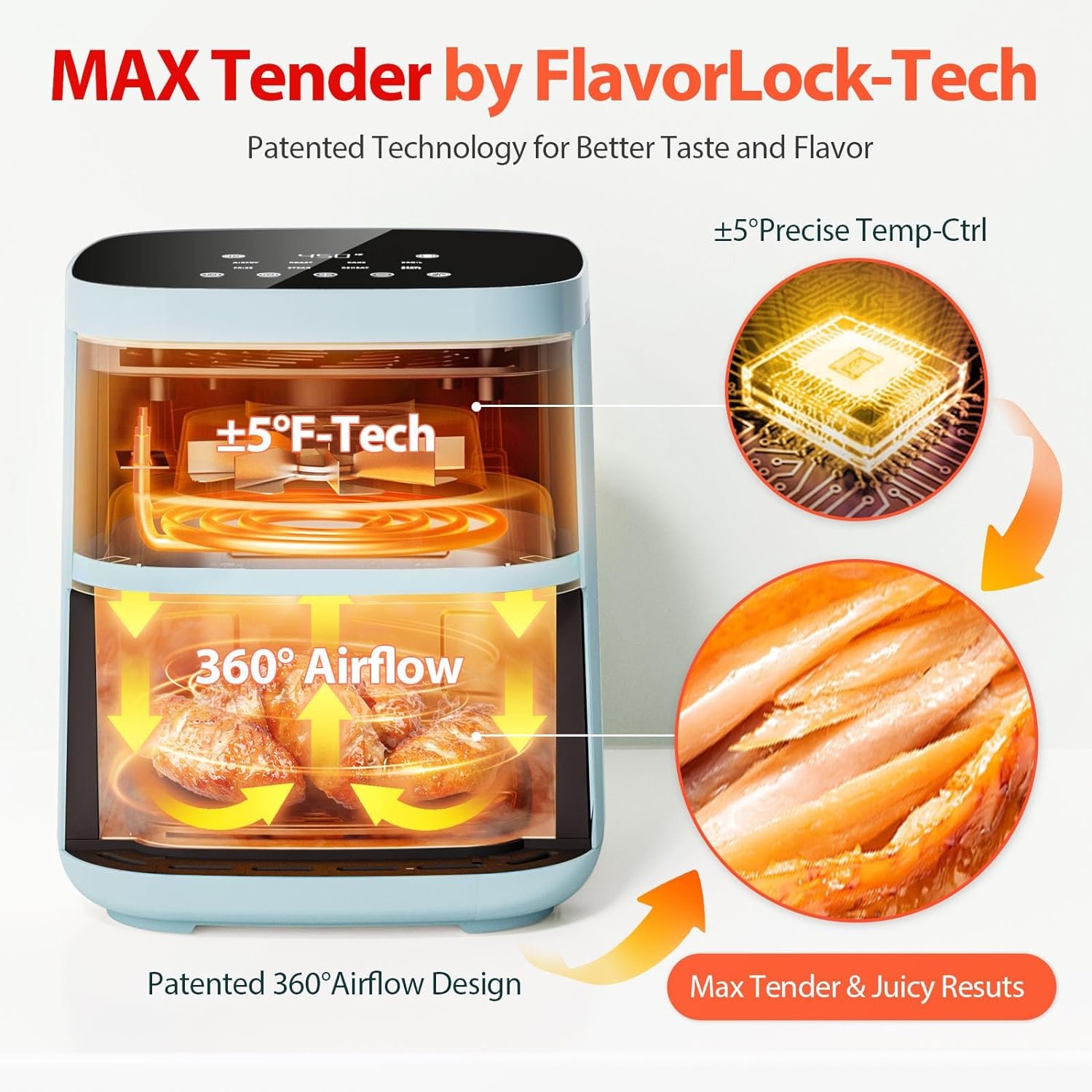 Air Fryer,Beelicious® 8-in-1 Smart Compact 4QT Air Fryers,Shake Reminder,450°F Digital Airfryer with Flavor-Lock Tech,Tempered Glass Display,Dishwasher-Safe  Nonstick,Fit for 1-3 People,Black