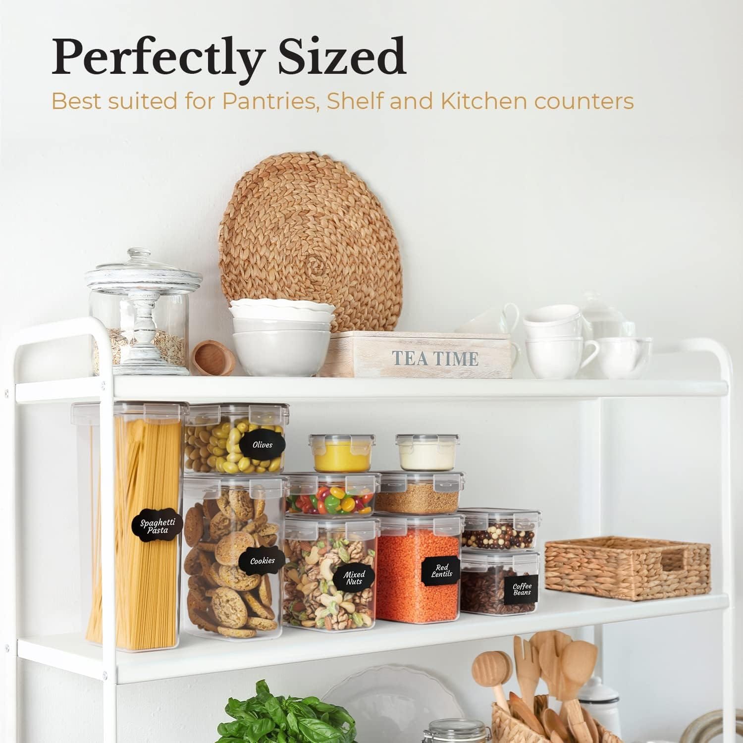 Airtight Food Storage Containers with Lids 14 PC - Plastic Kitchen Storage Containers for Pantry Organization and Storage - Cereal, Rice, Pasta, Flour and Sugar Containers Airtight Food Storage Containers with Lids 14 PC - Plastic Kitchen Storage Containers for Pantry Organization and Storage - Cereal, Rice, Pasta, Flour and Sugar Containers