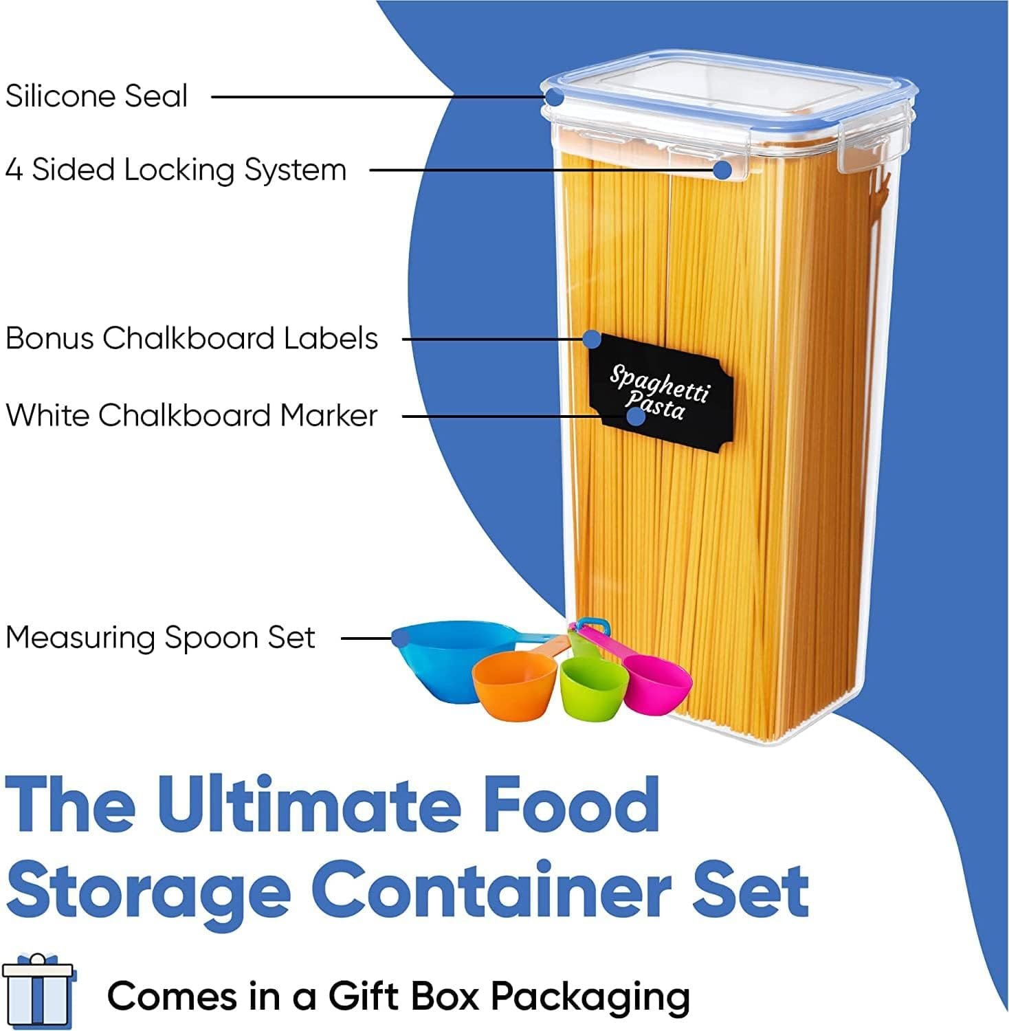 Airtight Food Storage Containers with Lids 14 PC - Plastic Kitchen Storage Containers for Pantry Organization and Storage - Cereal, Rice, Pasta, Flour and Sugar Containers Airtight Food Storage Containers with Lids 14 PC - Plastic Kitchen Storage Containers for Pantry Organization and Storage - Cereal, Rice, Pasta, Flour and Sugar Containers