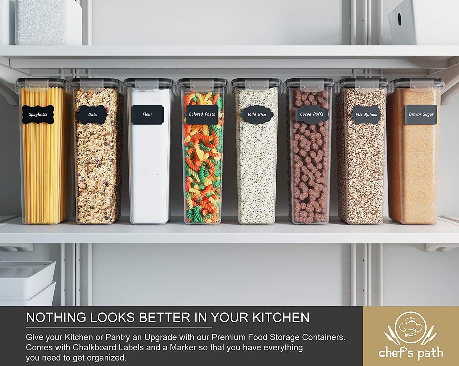 Airtight Food Storage Containers with Lids for Kitchen Organization (20 Pack/1.6 Liters Each) - Plastic Kitchen Storage Containers for Organizing Pantry - Cereal, Rice, Pasta and Sugar Containers Airtight Food Storage Containers with Lids for Kitchen Organization (20 Pack/1.6 Liters Each) - Plastic Kitchen Storage Containers for Organizing Pantry - Cereal, Rice, Pasta and Sugar Containers