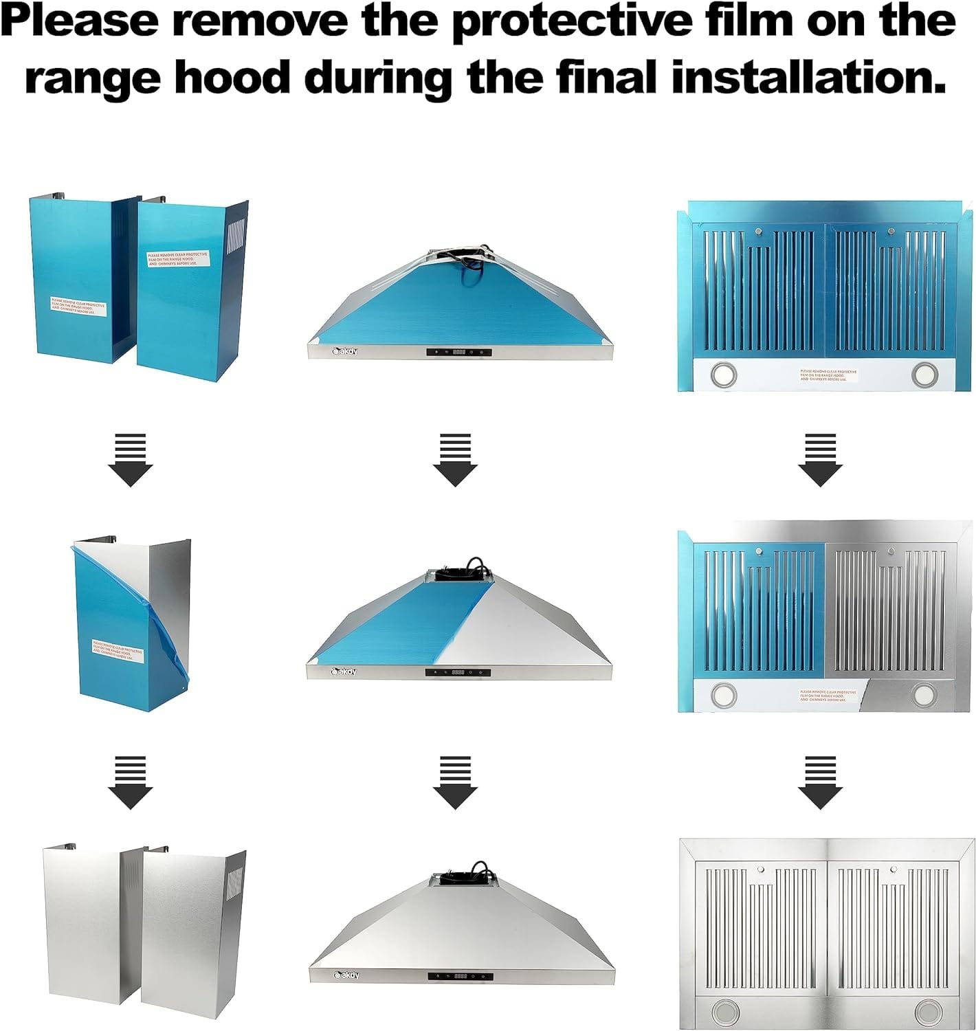 AKDY 30 in. Wall Mount Range Hood, 3-Speed Fan and LED Lights in Stainless Steel, Convertible Range Hood Ducted to Ductless with 2-Sets of Carbon Filters AKDY 30 in. Wall Mount Range Hood, 3-Speed Fan and LED Lights in Stainless Steel, Convertible Range Hood Ducted to Ductless with 2-Sets of Carbon Filters
