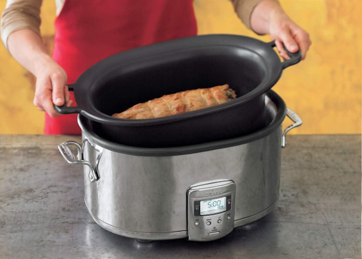All-Clad Stainless Steel Electric Slow Cooker 7 Quart, Aluminum Insert, Programmable LCD Screen Digital Timer, SD700350, Silver All-Clad Stainless Steel Electric Slow Cooker 7 Quart, Aluminum Insert, Programmable LCD Screen Digital Timer, SD700350, Silver