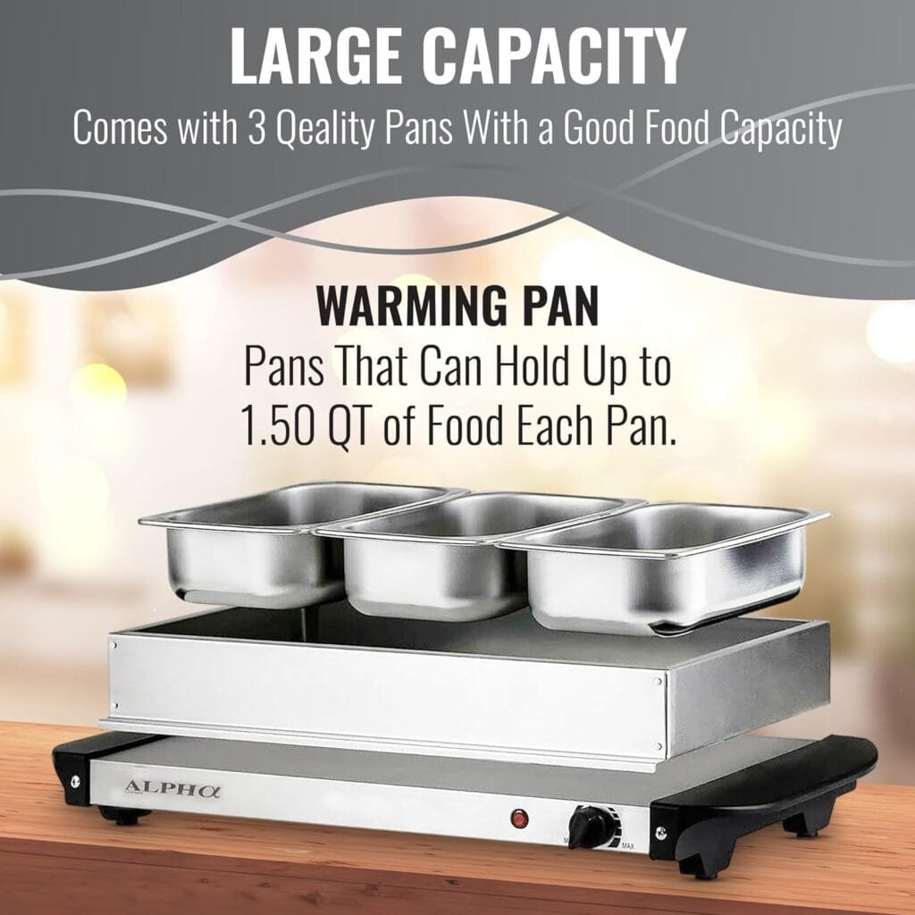 Alpha Living 3x2.5 QT Food Warmers for Parties Buffet Servers and Warmers – Premium Catering Supplies Buffet Display – Stainless Steel Electric Food Warmers with Temperature Control