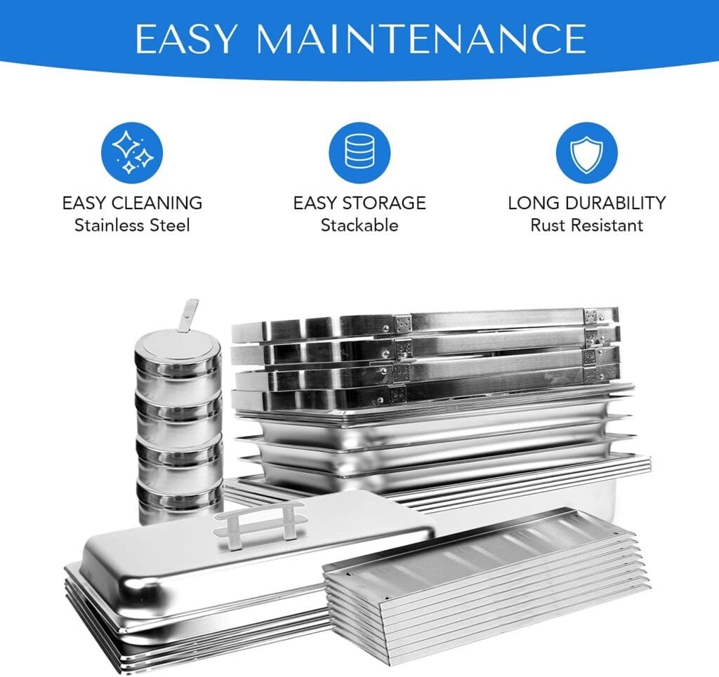 ALPHA LIVING 70014-GRAY 4 Pack 8QT Chafing Dish High Grade Stainless Steel Chafer Complete Set, 8 QT, Alpine Gray Handle ALPHA LIVING 70014-GRAY 4 Pack 8QT Chafing Dish High Grade Stainless Steel Chafer Complete Set, 8 QT, Alpine Gray Handle