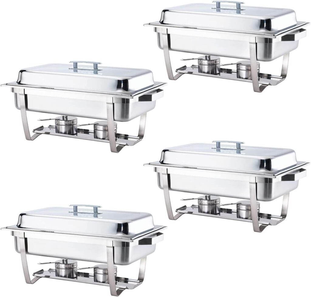 ALPHA LIVING 70014-GRAY 4 Pack 8QT Chafing Dish High Grade Stainless Steel Chafer Complete Set, 8 QT, Alpine Gray Handle ALPHA LIVING 70014-GRAY 4 Pack 8QT Chafing Dish High Grade Stainless Steel Chafer Complete Set, 8 QT, Alpine Gray Handle