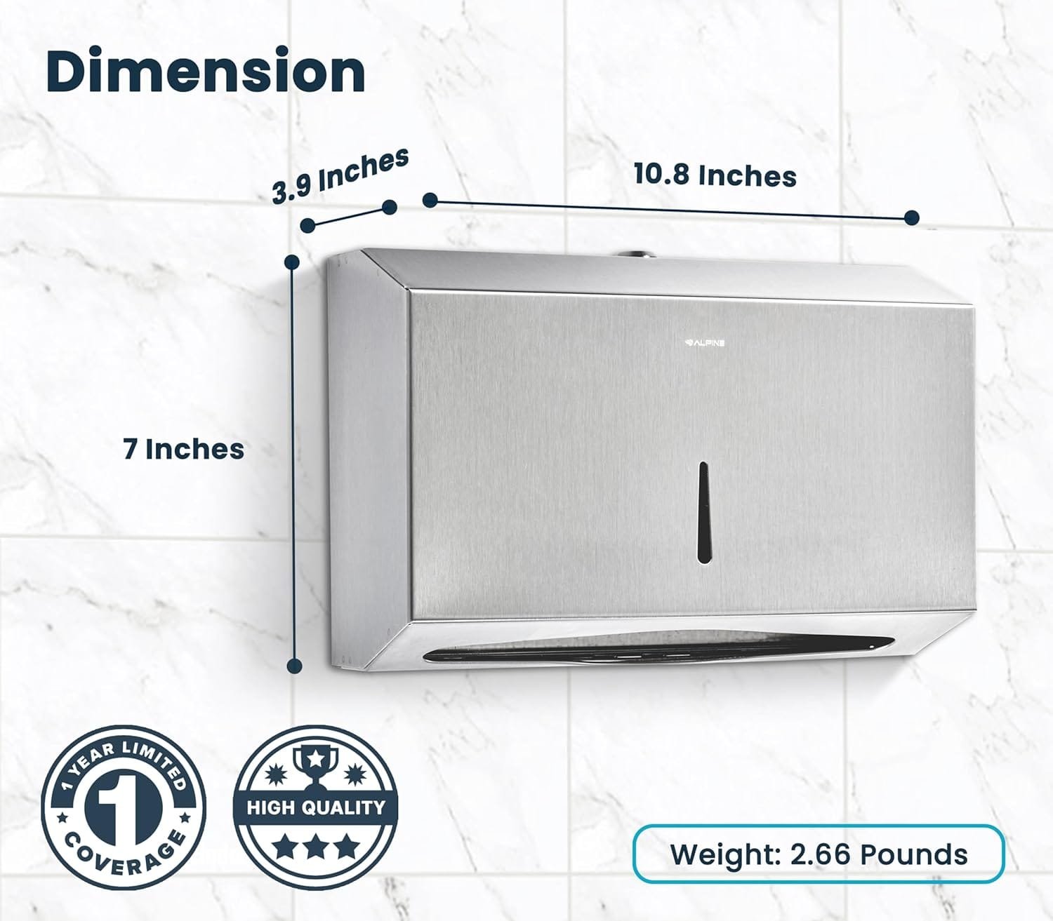 Alpine Commercial Paper Towel Dispenser Wall Mount for Multifold, Trifold  c Fold Paper Towel Holder - Stainless Steel Hand Towel Dispenser for Bathroom  Kitchen
