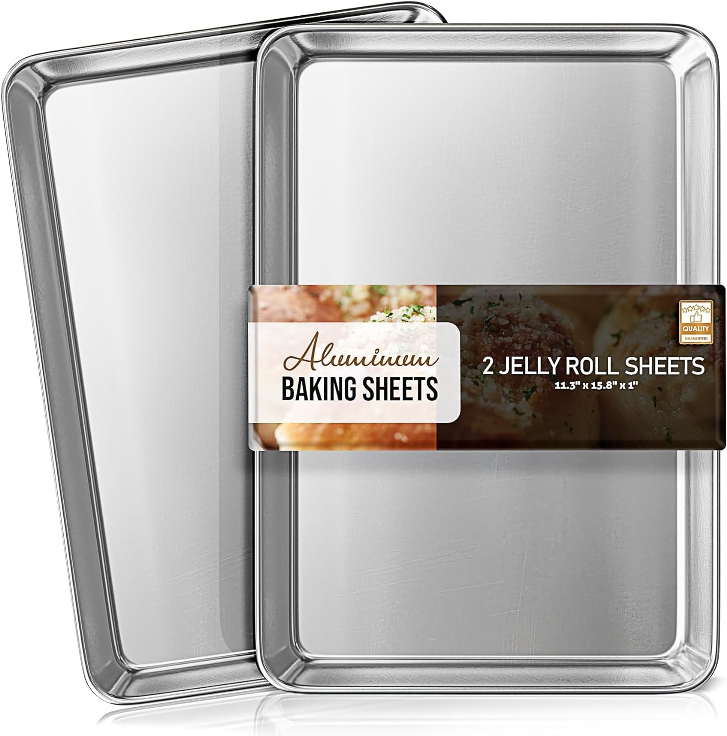 Aluminum Baking Sheet Set, 2 Pack Cookie Sheet Set, 18” x 13” Steel Baking Pan Set, Commercial Cookie Sheets for Baking Nonstick, Half Sheet Baking Pans Set, Baking Sheets for Oven, Half Sheet Pan