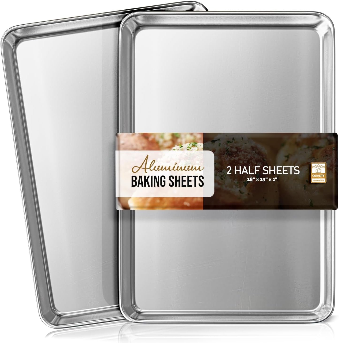 Aluminum Baking Sheet Set, 2 Pack Cookie Sheet Set, 18” x 13” Steel Baking Pan Set, Commercial Cookie Sheets for Baking Nonstick, Half Sheet Baking Pans Set, Baking Sheets for Oven, Half Sheet Pan