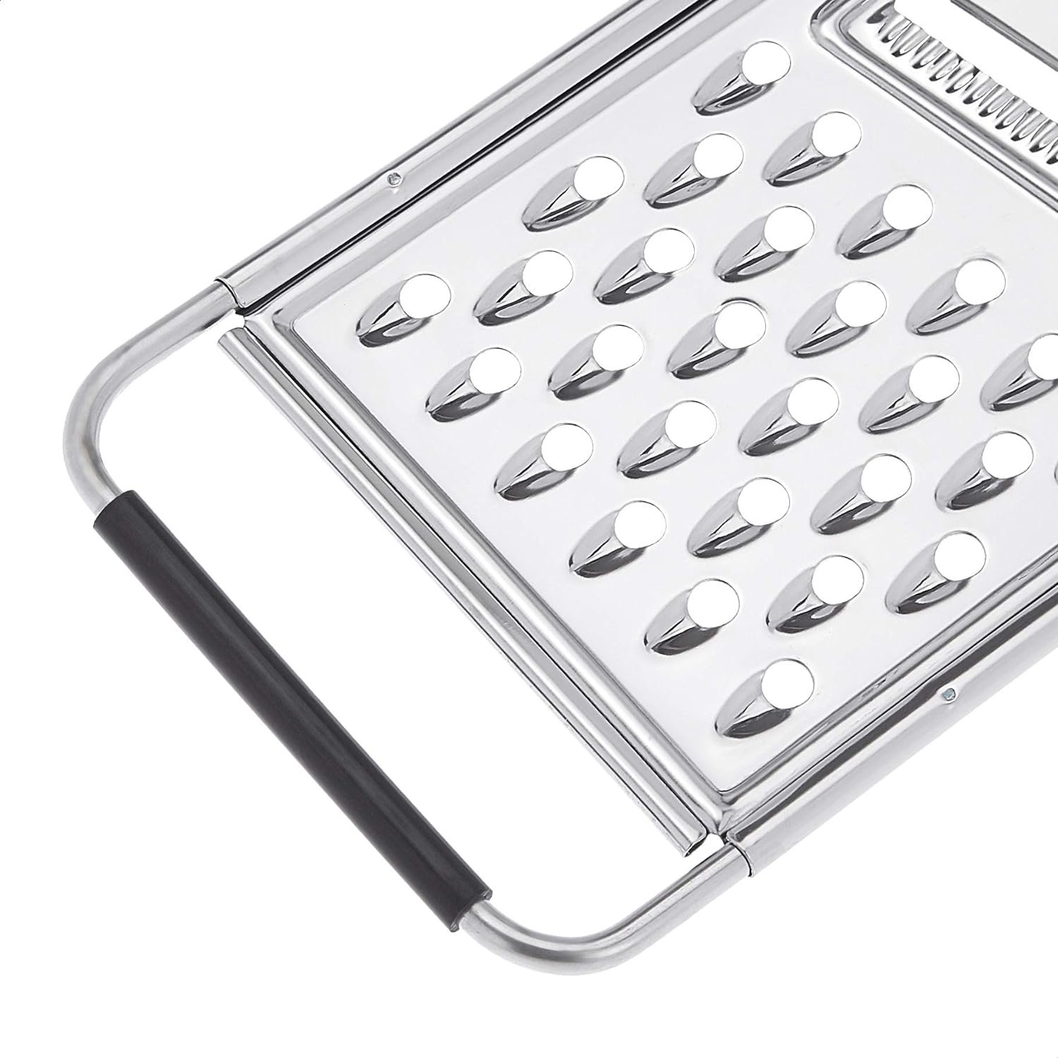 Amazon Basics Rectangular Stainless Steel Flat Cheese Grater with Non-Slip Handle and Base, Black (Previously AmazonCommercial brand)