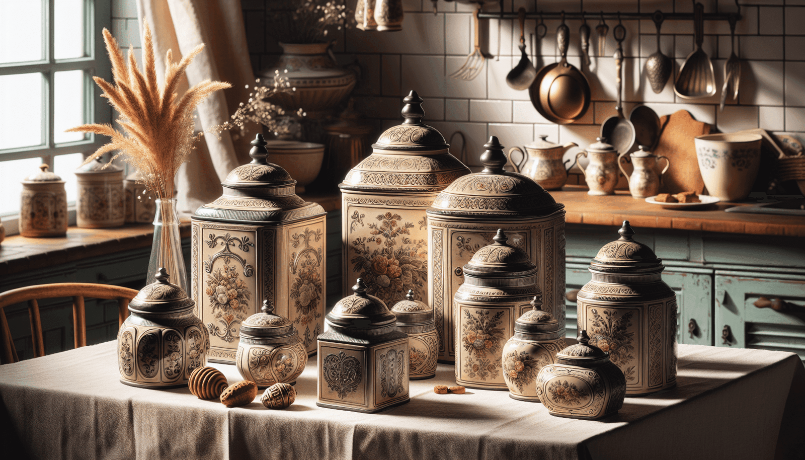 American Atelier Antique Canisters (Set of 3), Cream American Atelier Antique Canisters (Set of 3), Cream