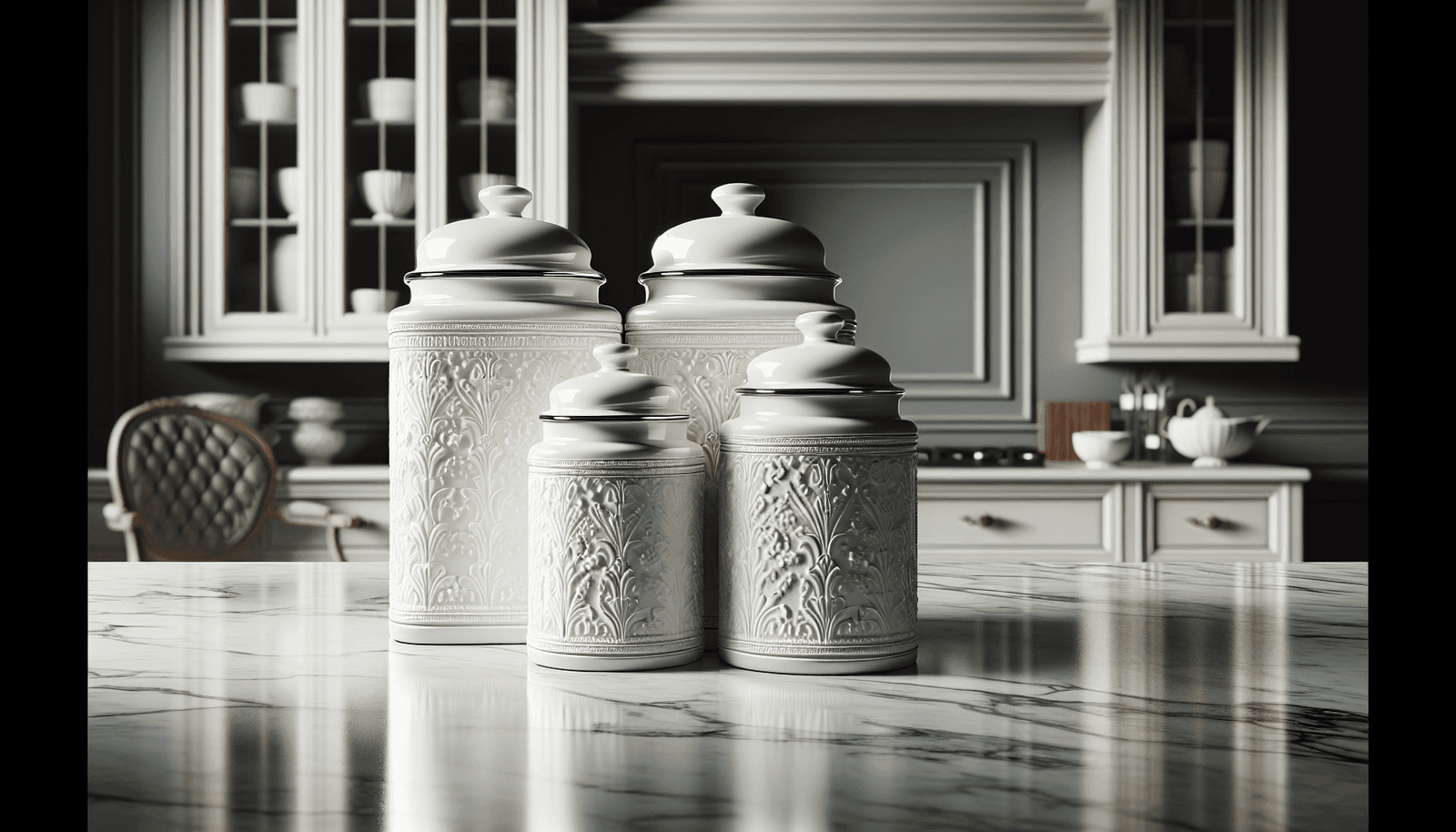 American Atelier White 3-Piece Fleur de Lis Canister Set, 46.0 ounces