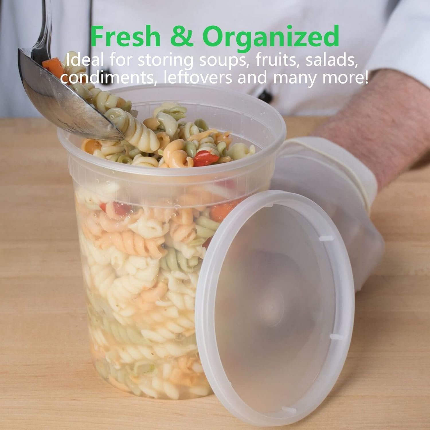 Amozife 24 oz Plastic Deli Food Storage Containers with Airtight Lids - 48 Sets, BPA-Free, Leak proof, Freezer  Dishwasher Safe for Kitchen Organization
