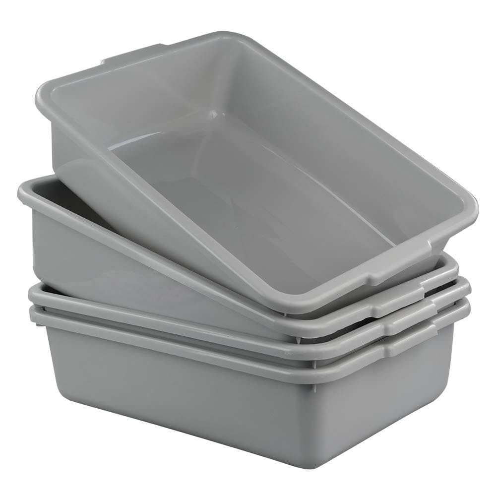 Anbers 13L/Grey Plastic Commercial Bus Box, Wash Tub Basin, 4 Packs Anbers 13L/Grey Plastic Commercial Bus Box, Wash Tub Basin, 4 Packs