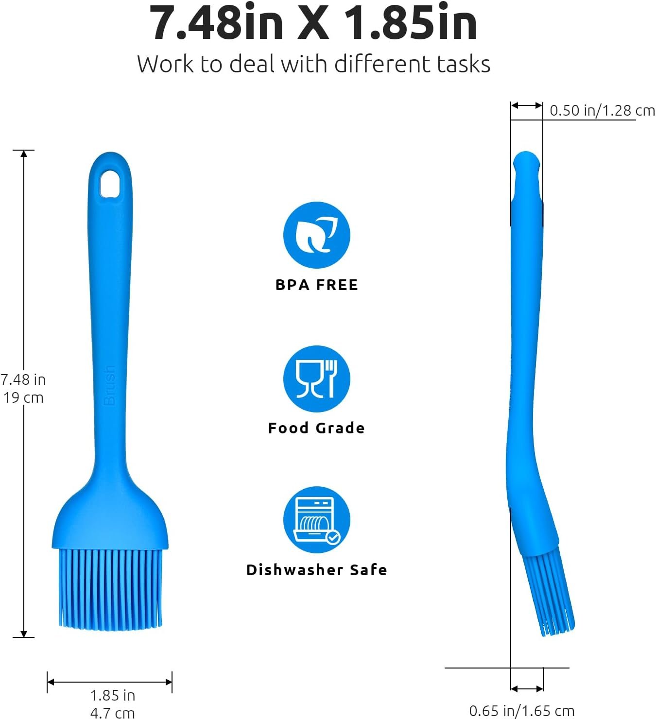 Angled Silicone Pastry Brush: U-Taste 600ºF Heat Resistant Kitchen Basting Cooking Baking Food Rubber Head-Up Baster Brush for Oil Sauce BBQ Butter Grill Meat Egg Bread (2 Small + 1 Large)