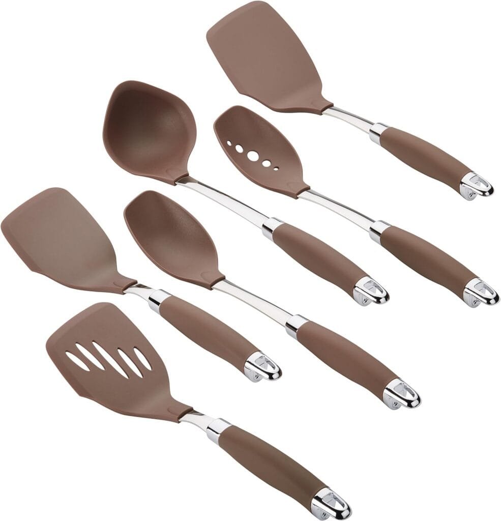 Anolon SureGrip Nonstick Utensil Kitchen Cooking Tools Set, 6 Piece, Bronze Brown,46346 Anolon SureGrip Nonstick Utensil Kitchen Cooking Tools Set, 6 Piece, Bronze Brown,46346