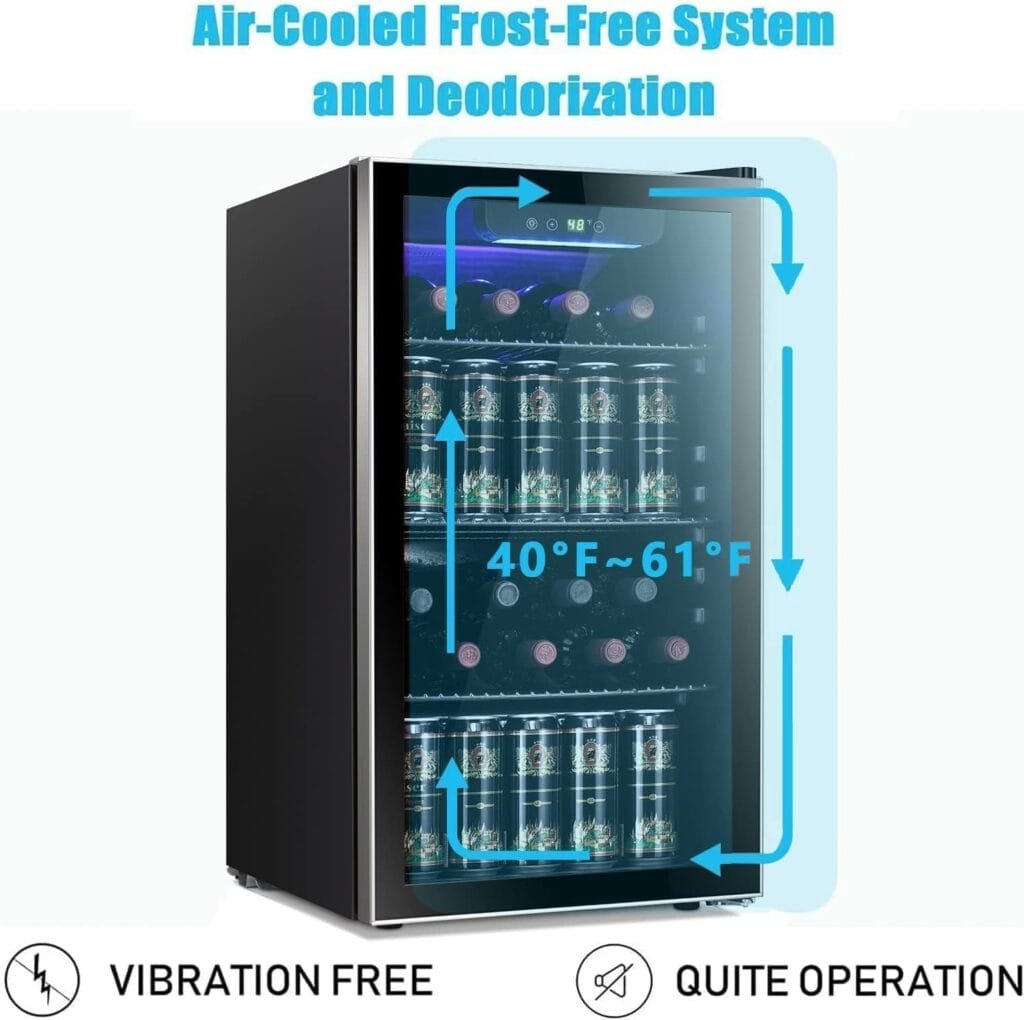 Antarctic Star 22 Bottle Wine Cooler/Cabinet Beverage Refrigerator Small Mini Wine Cellar Beer Soda Clear Glass Door Bar Fridge Quiet Operation Compressor Adjust Temp Control Freestanding, 2.4 Cu. ft