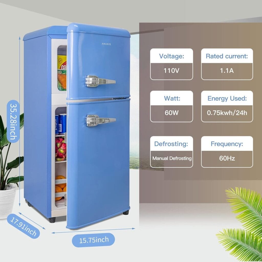 Anukis Compact Refrigerator 3.5 Cu Ft 2 Door Mini Fridge with Freezer for Apartment, Dorm, Office, Family, Basement, Garage - Silver Anukis Compact Refrigerator 3.5 Cu Ft 2 Door Mini Fridge with Freezer for Apartment, Dorm, Office, Family, Basement, Garage - Silver