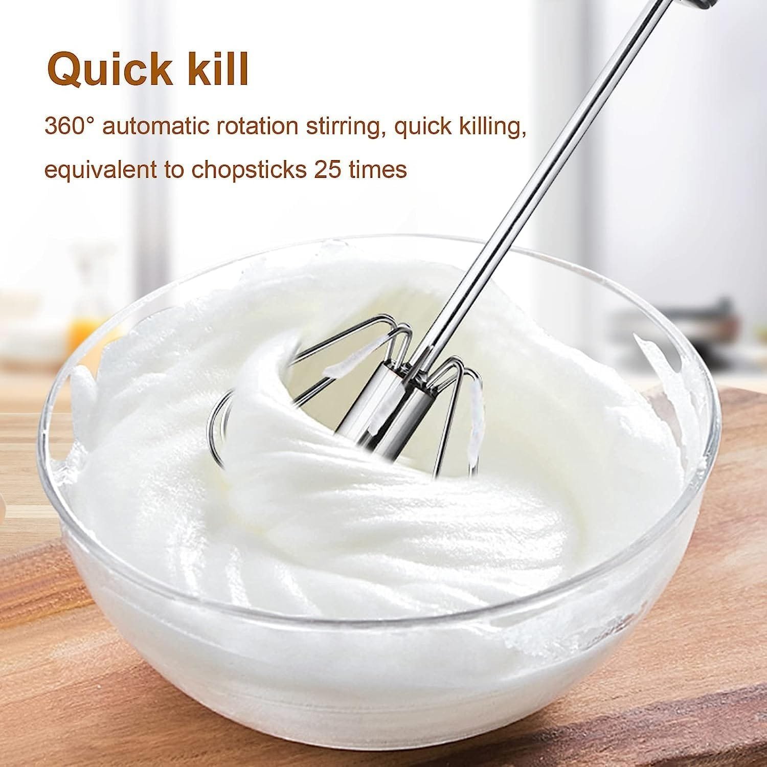 ANYI Semi-automatic Whisk, 12Inch Stainless Steel Egg Beater, Hand Push Rotary Whisk Blender Easy Whisk Mixer Stirrer for Making Cream, Whisking, Beating and Stirring (Silver) (2Pcs Silver) ANYI Semi-automatic Whisk, 12Inch Stainless Steel Egg Beater, Hand Push Rotary Whisk Blender Easy Whisk Mixer Stirrer for Making Cream, Whisking, Beating and Stirring (Silver) (2Pcs Silver)