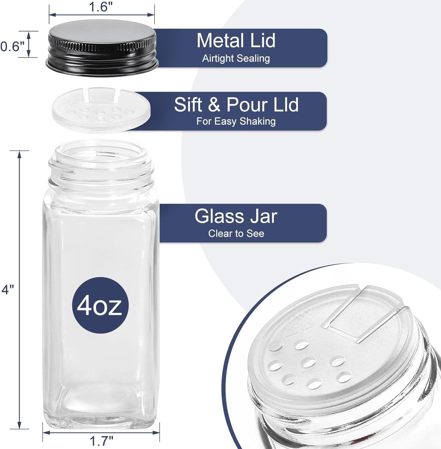 AOZITA Spice Rack Organizer for Cabinet, Spice Organizer with 28 Empty Spice Jars with Black Lids, Funnel, Spice Labels, Seasoning Organizer for Countertop, Cabinet, Kitchen, Pantry, Cupboard