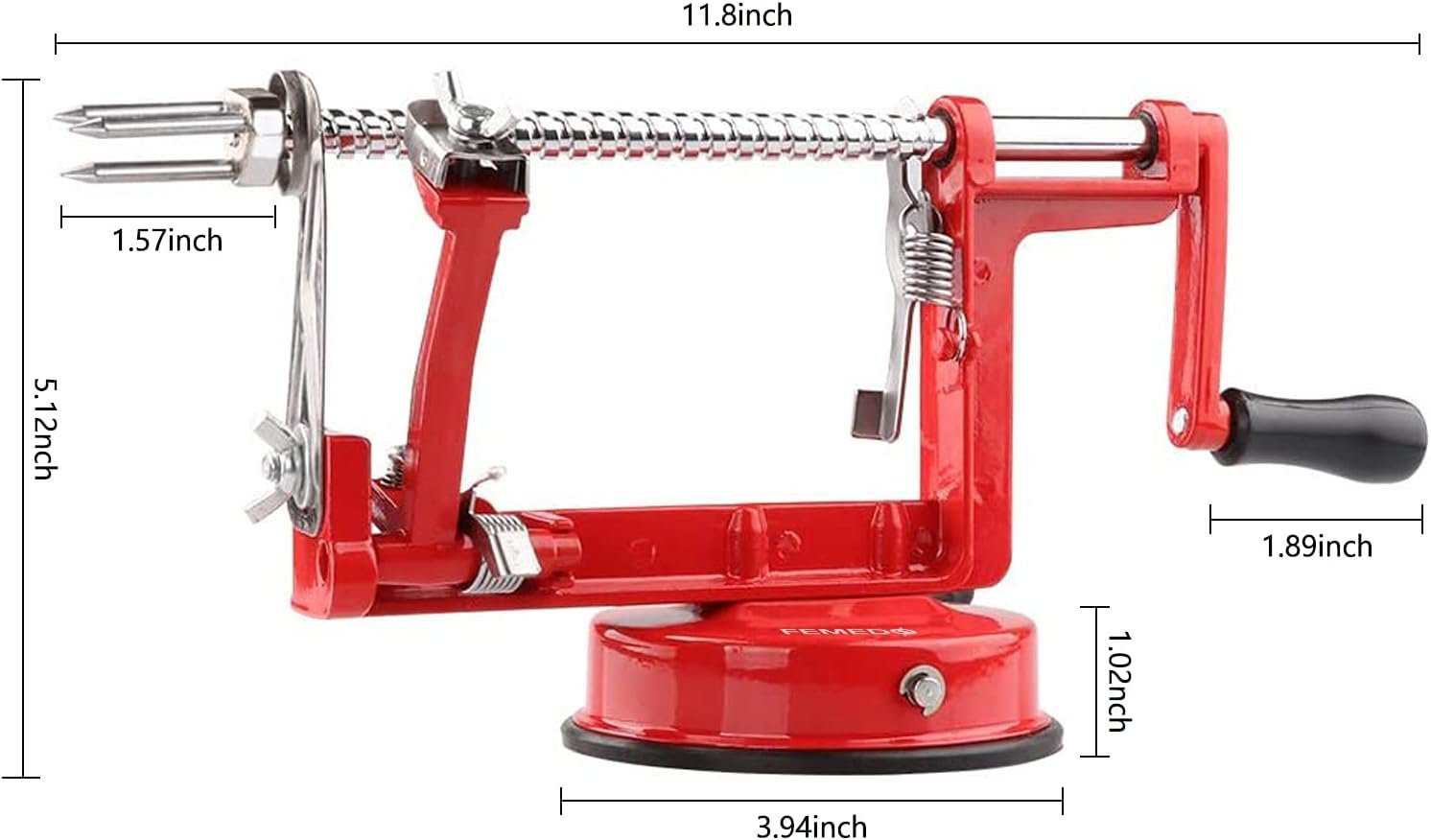 Apple Peeler Slicer Corer with Stainless Steel Blades and Powerful Suction Base for Apples Pears Potatoes(Red) Apple Peeler Slicer Corer with Stainless Steel Blades and Powerful Suction Base for Apples Pears Potatoes(Red)