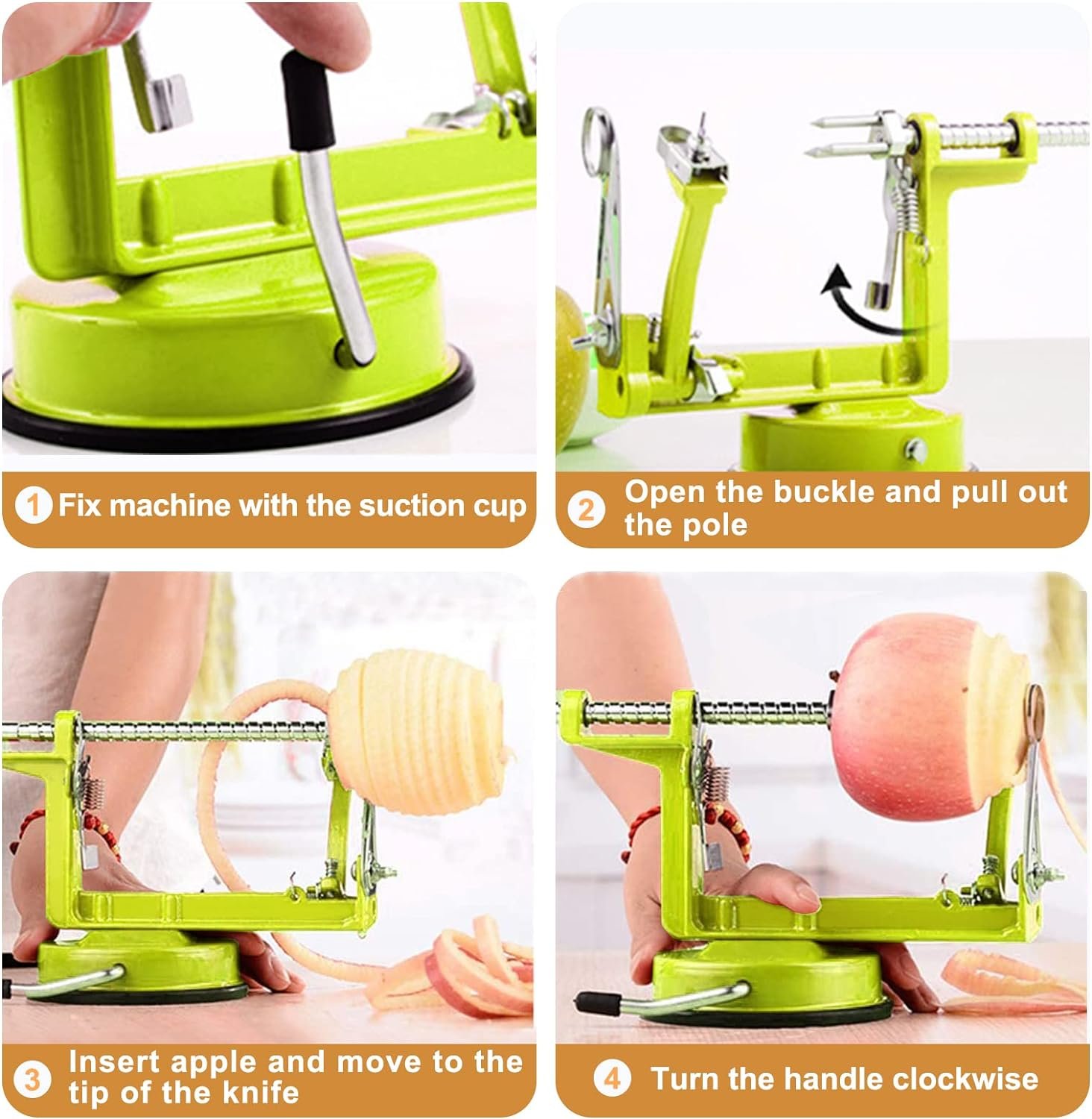 Apple Peeler Slicer Corer with Stainless Steel Blades and Powerful Suction Base for Apples Pears Potatoes(Red) Apple Peeler Slicer Corer with Stainless Steel Blades and Powerful Suction Base for Apples Pears Potatoes(Red)