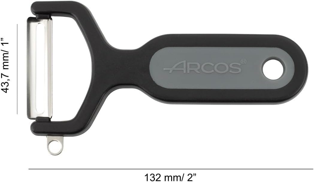 ARCOS Professional 5.5 Inch Stainless Steel Chrome-Plated Peeler for Fruits and Vegetables. Kitchen Tool for Precise Cutting. Chefs Gadget with Ergonomic Design. Silver Color