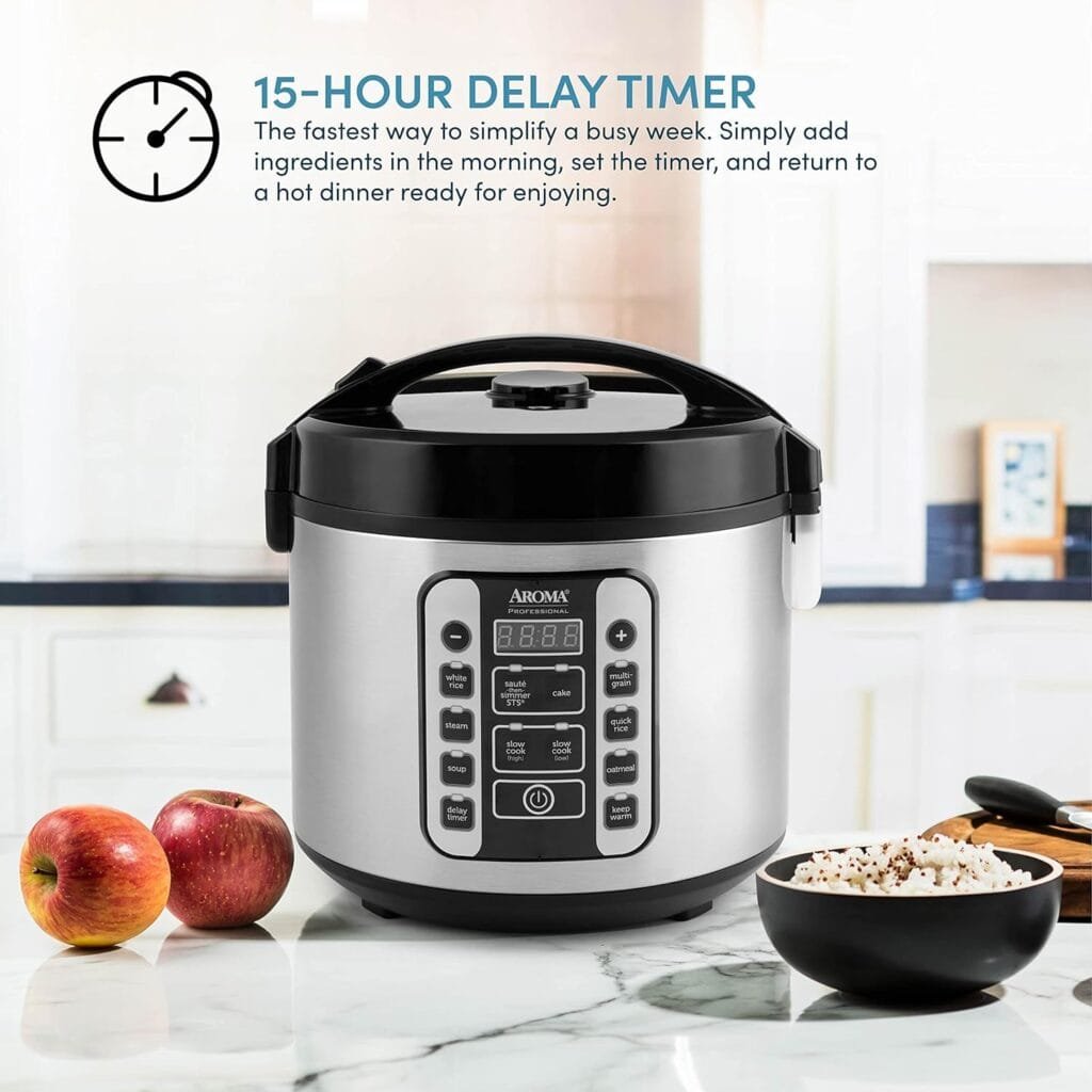 AROMA Digital Rice Cooker, 4-Cup (Uncooked) / 8-Cup (Cooked), Steamer, Grain Cooker, Multicooker, 2 Qt, Stainless Steel Exterior, ARC-914SBD AROMA Digital Rice Cooker, 4-Cup (Uncooked) / 8-Cup (Cooked), Steamer, Grain Cooker, Multicooker, 2 Qt, Stainless Steel Exterior, ARC-914SBD