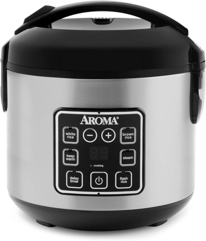 AROMA Digital Rice Cooker, 4-Cup (Uncooked) / 8-Cup (Cooked), Steamer, Grain Cooker, Multicooker, 2 Qt, Stainless Steel Exterior, ARC-914SBD AROMA Digital Rice Cooker, 4-Cup (Uncooked) / 8-Cup (Cooked), Steamer, Grain Cooker, Multicooker, 2 Qt, Stainless Steel Exterior, ARC-914SBD