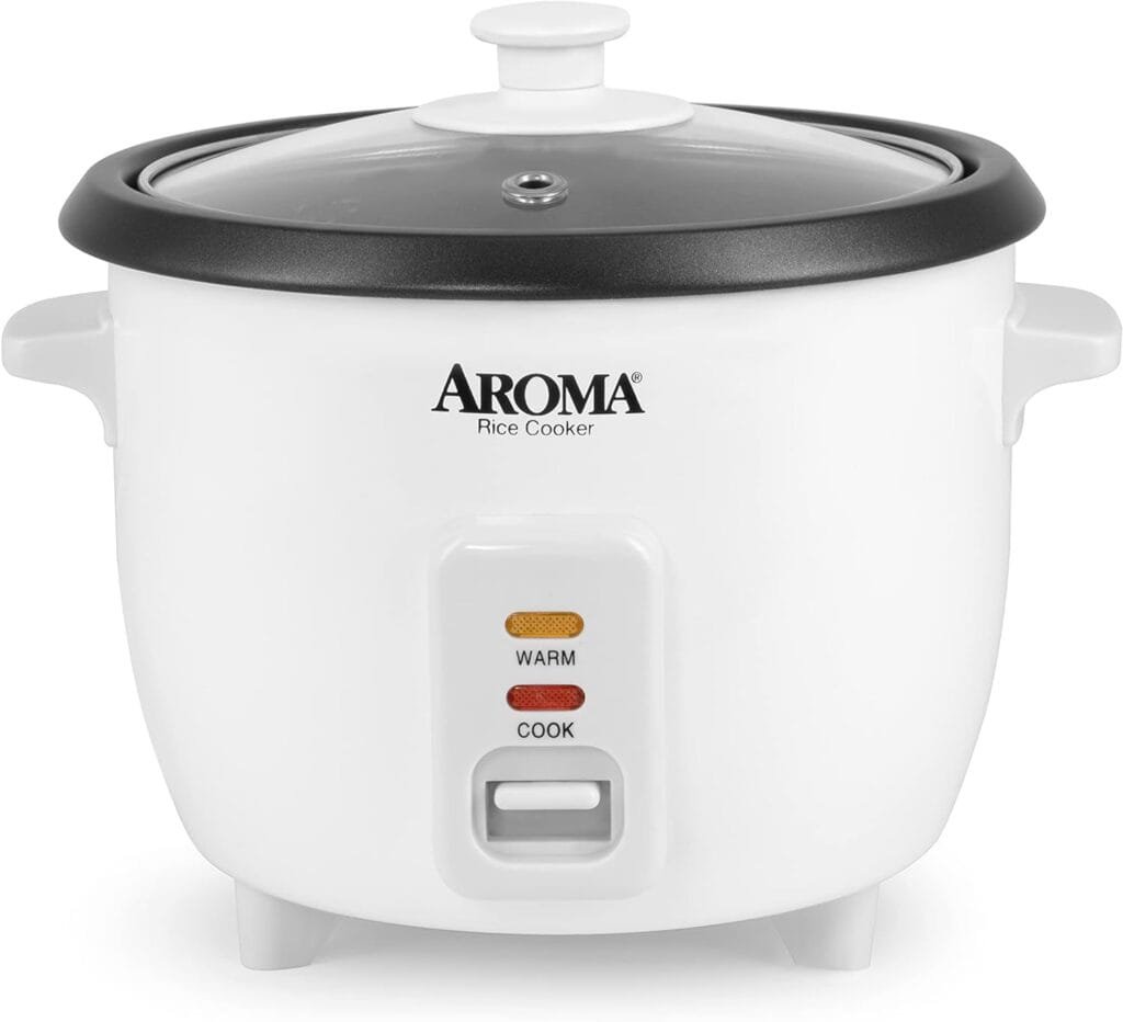 Aroma Housewares 6-Cup (Cooked) (3-Cup Uncooked) Pot Style Rice Cooker and Food Steamer (ARC-743-1NG), White Aroma Housewares 6-Cup (Cooked) (3-Cup Uncooked) Pot Style Rice Cooker and Food Steamer (ARC-743-1NG), White