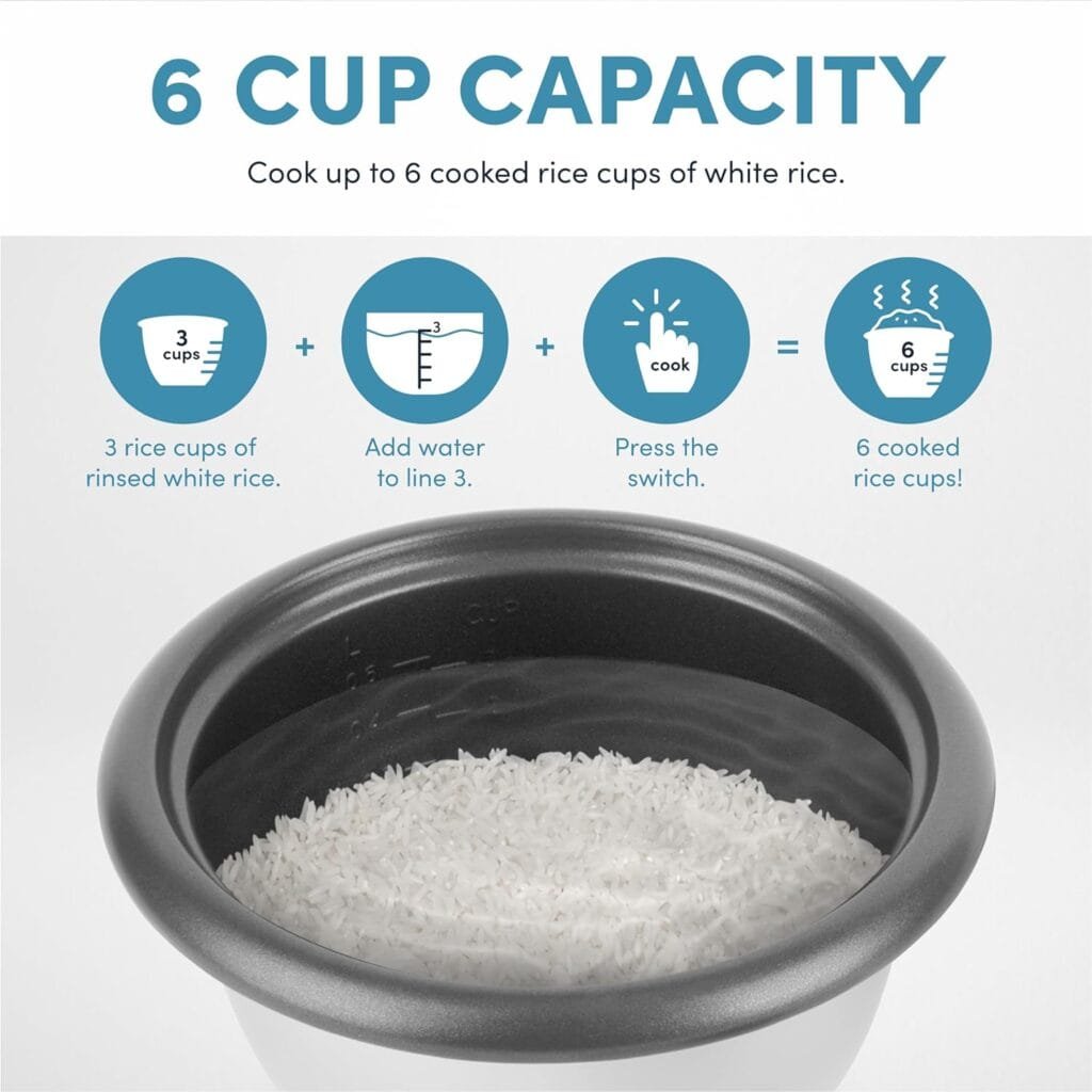 Aroma Housewares 6-Cup (Cooked) (3-Cup Uncooked) Pot Style Rice Cooker and Food Steamer (ARC-743-1NG), White Aroma Housewares 6-Cup (Cooked) (3-Cup Uncooked) Pot Style Rice Cooker and Food Steamer (ARC-743-1NG), White