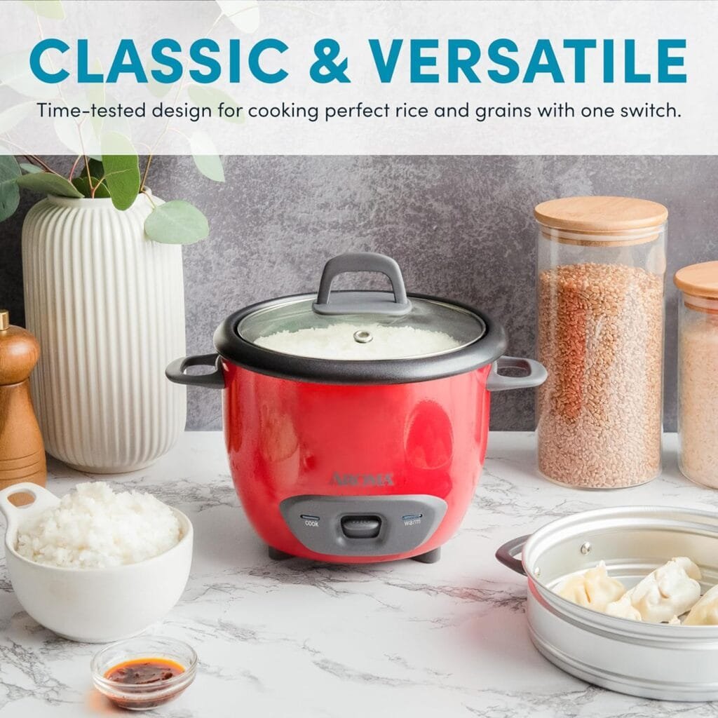 Aroma Housewares 6-Cup (Cooked) (3-Cup Uncooked) Pot Style Rice Cooker and Food Steamer (ARC-743-1NG), White Aroma Housewares 6-Cup (Cooked) (3-Cup Uncooked) Pot Style Rice Cooker and Food Steamer (ARC-743-1NG), White