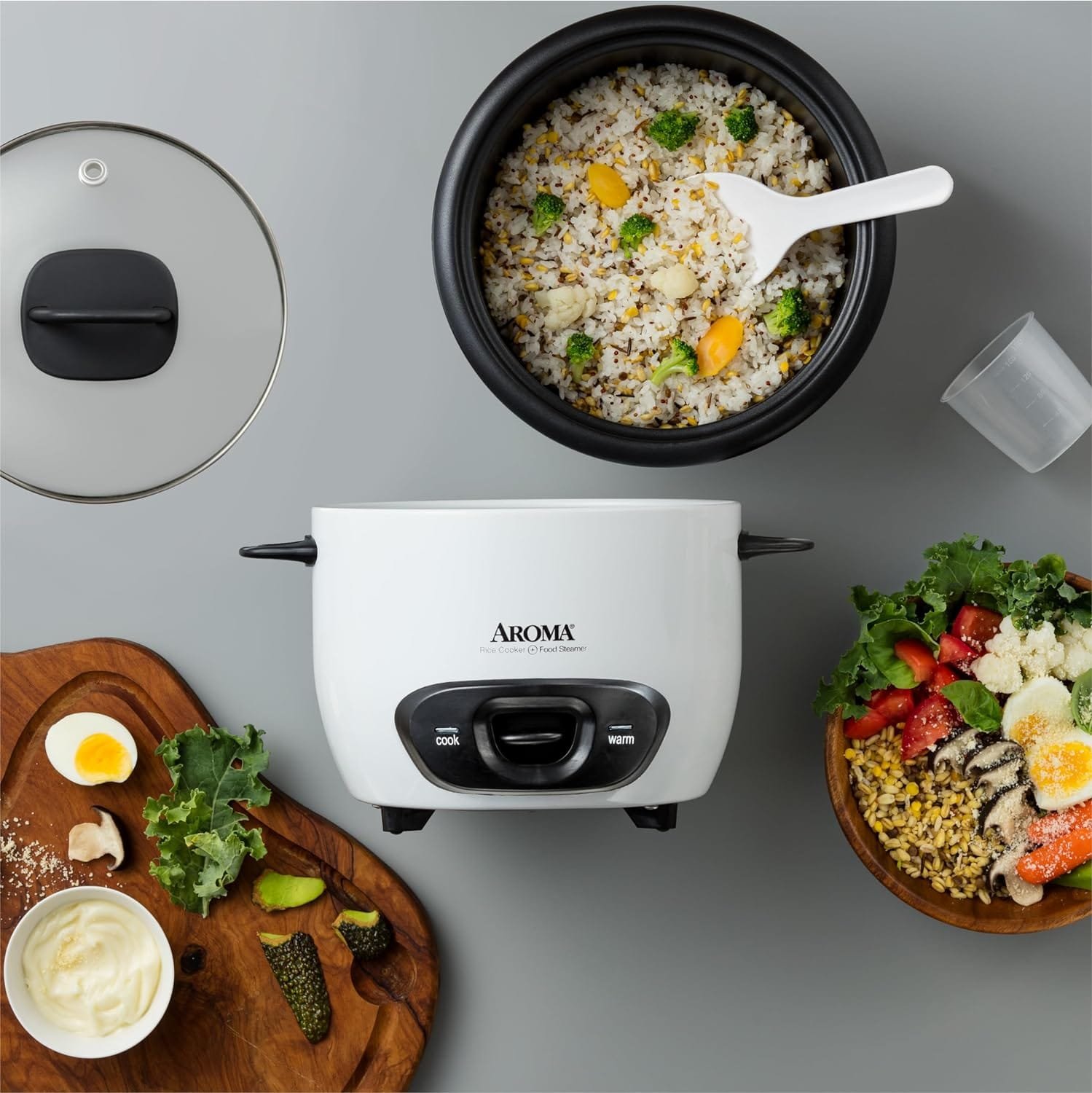 Aroma Housewares 6-Cup (Cooked) (3-Cup UNCOOKED) Pot-Style Rice Cooker (ARC-743G) , White Aroma Housewares 6-Cup (Cooked) (3-Cup UNCOOKED) Pot-Style Rice Cooker (ARC-743G) , White