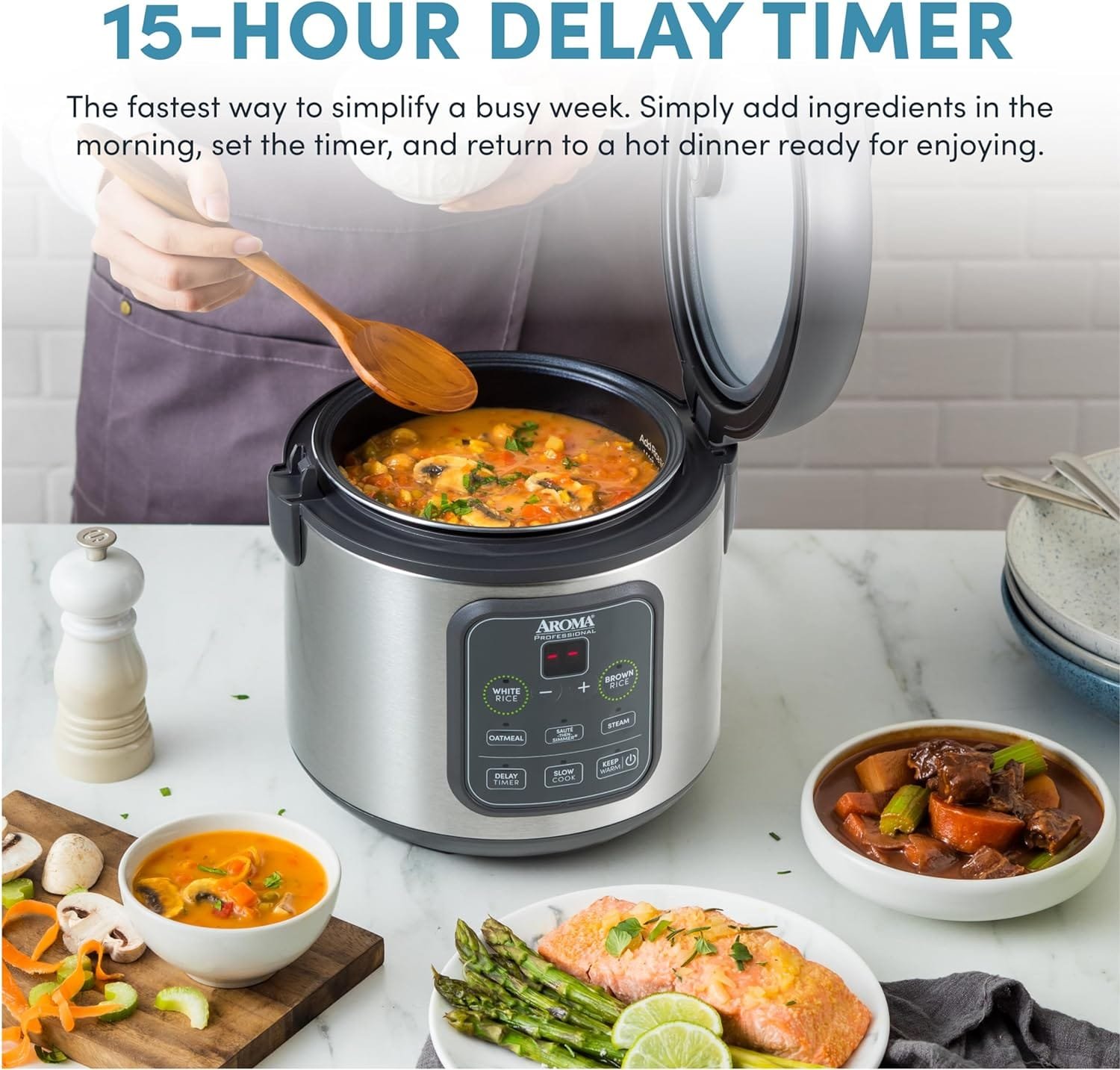 AROMA Professional Digital Rice Cooker, Multicooker, 4-Cup (Uncooked) / 8-Cup (Cooked), Steamer, Slow Cooker, Grain Cooker, 2Qt, Stainless Steel Exterior, ARC-994SG AROMA Professional Digital Rice Cooker, Multicooker, 4-Cup (Uncooked) / 8-Cup (Cooked), Steamer, Slow Cooker, Grain Cooker, 2Qt, Stainless Steel Exterior, ARC-994SG