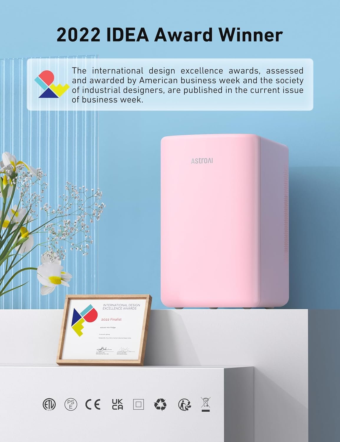 AstroAI Mini Fridge 2.0 Gen, 6 Liter/8 Cans Makeup Skincare Fridge 110V AC/ 12V DC Portable Cooler and Warmer Little Tiny Fridge for Bedroom, Beverage, Cosmetics and Christmas (Pink) (Renewed)