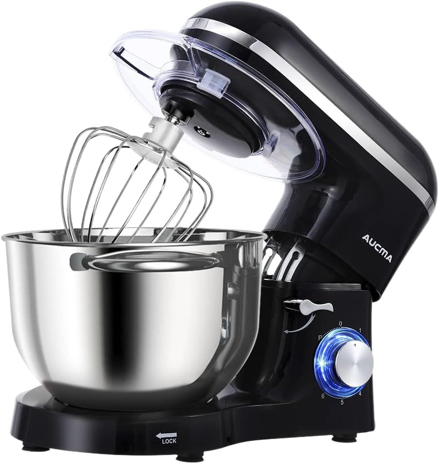 Aucma Stand Mixer,6.5-QT 660W 6-Speed Tilt-Head Food Mixer, Kitchen Electric Mixer with Dough Hook, Wire Whip  Beater (6.5QT, Black) Aucma Stand Mixer,6.5-QT 660W 6-Speed Tilt-Head Food Mixer, Kitchen Electric Mixer with Dough Hook, Wire Whip  Beater (6.5QT, Black)